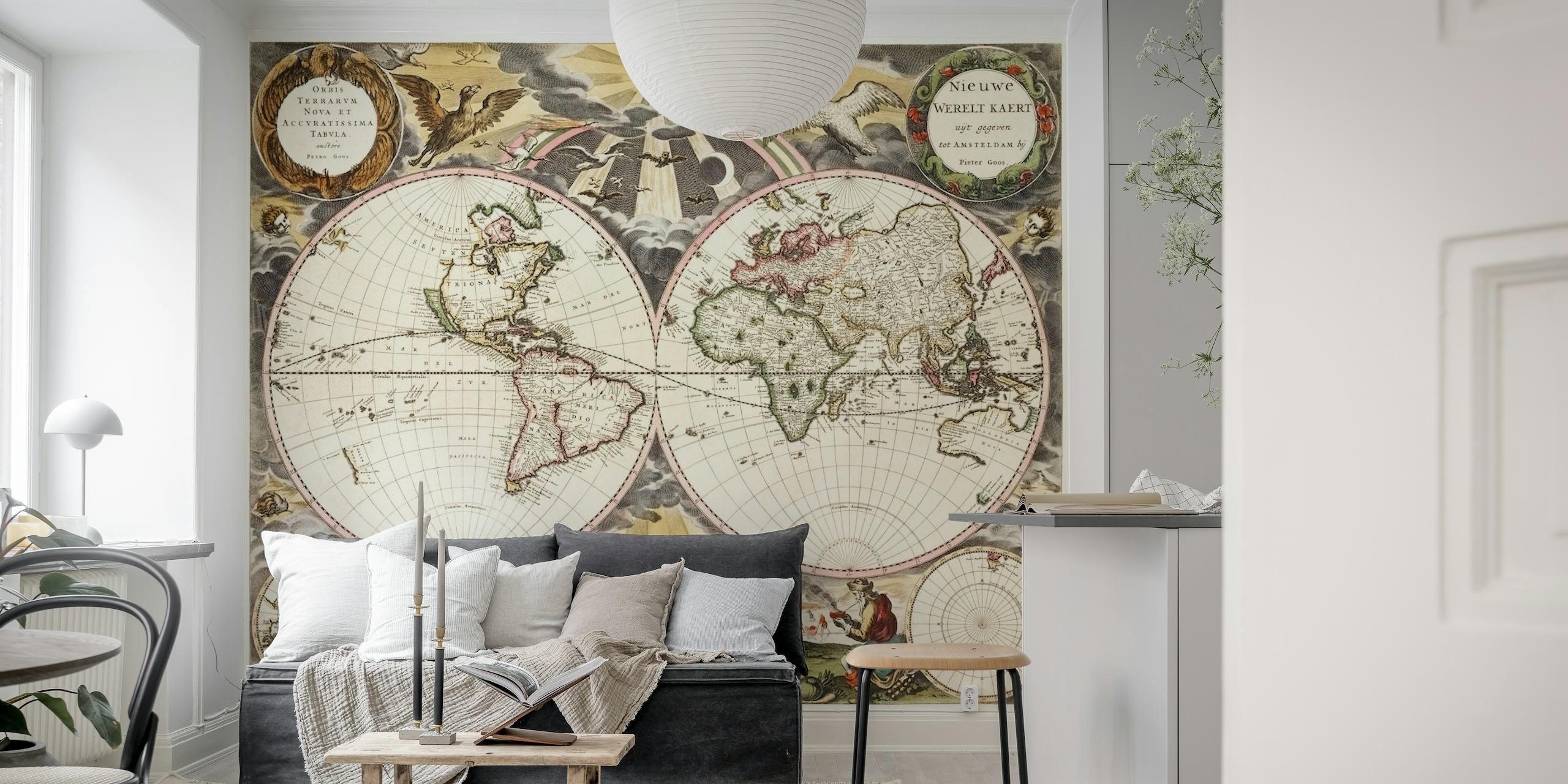 Antique Dutch World Map papel de parede