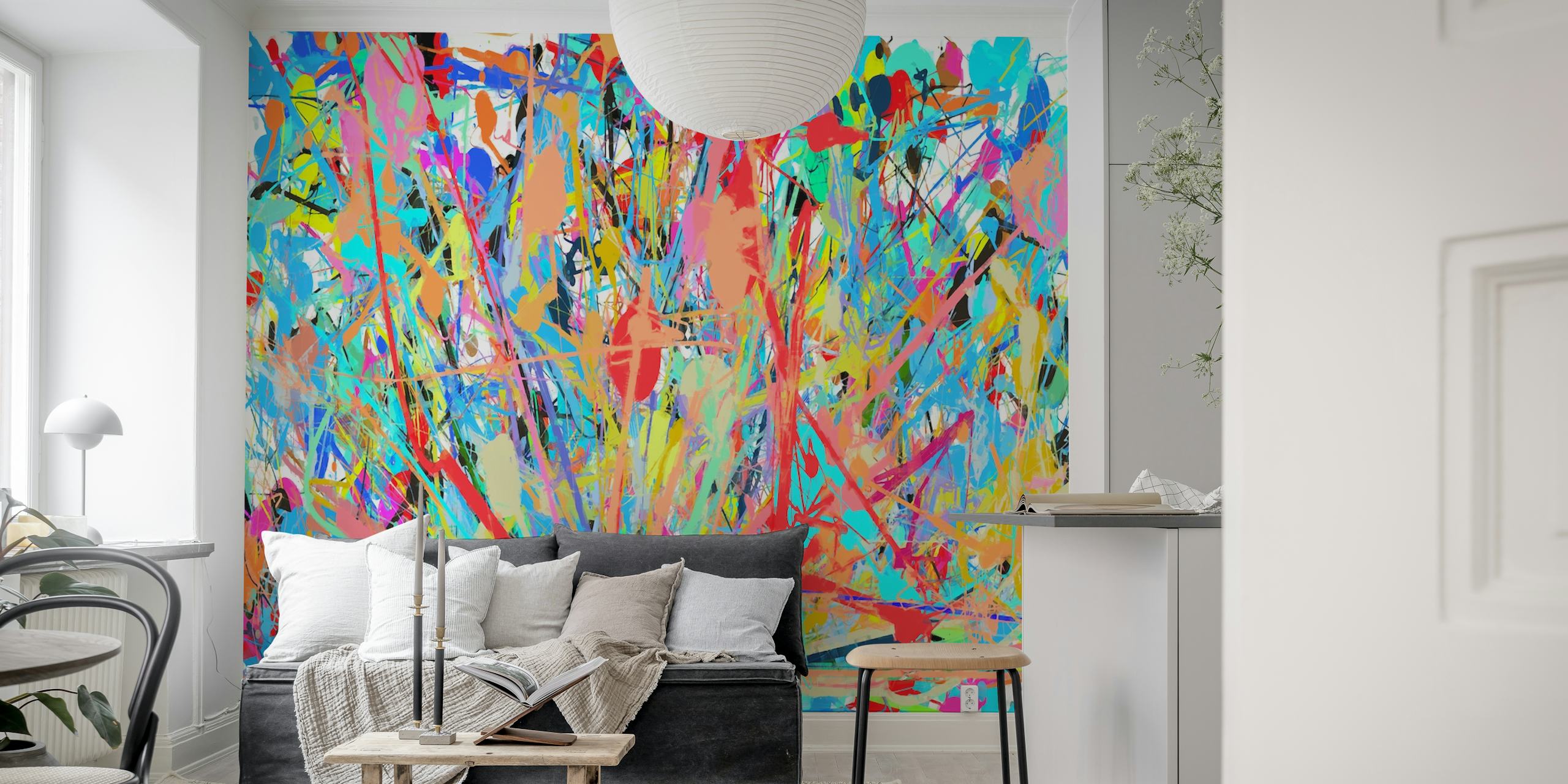Colorful abstract brush strokes in vibrant hues wallpaper