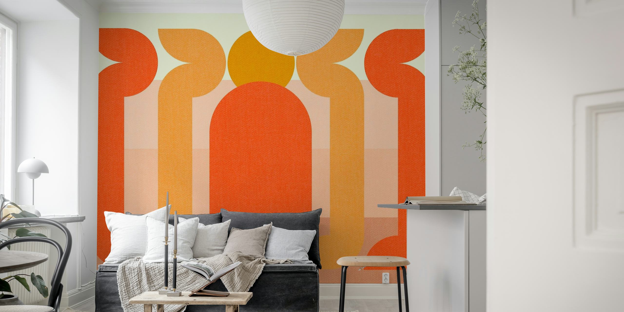 The Retro Sun Minimalist wall mural is a true nod to the timeless mid