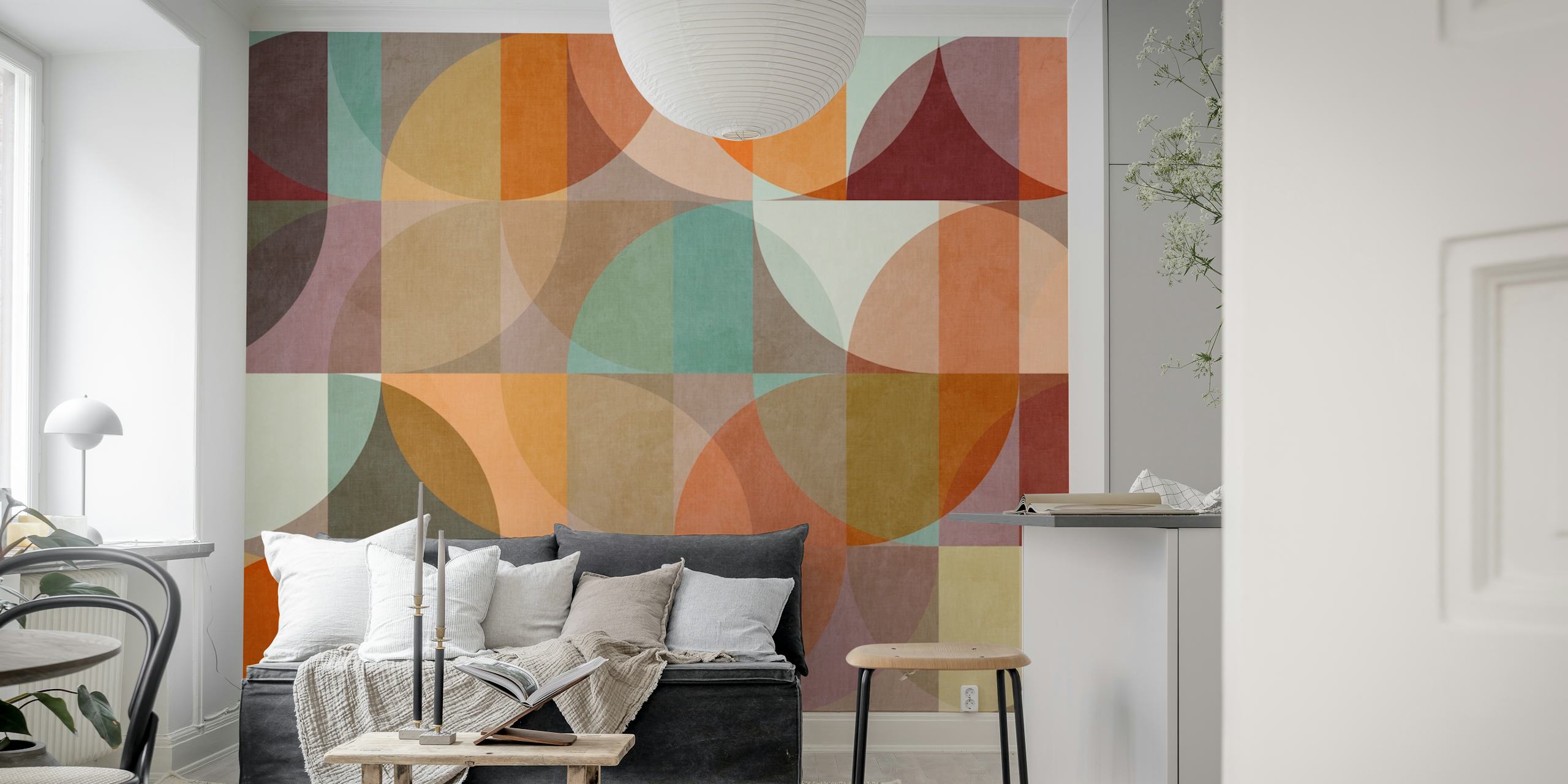 Colorful overlapping geometric shapes wallpaper