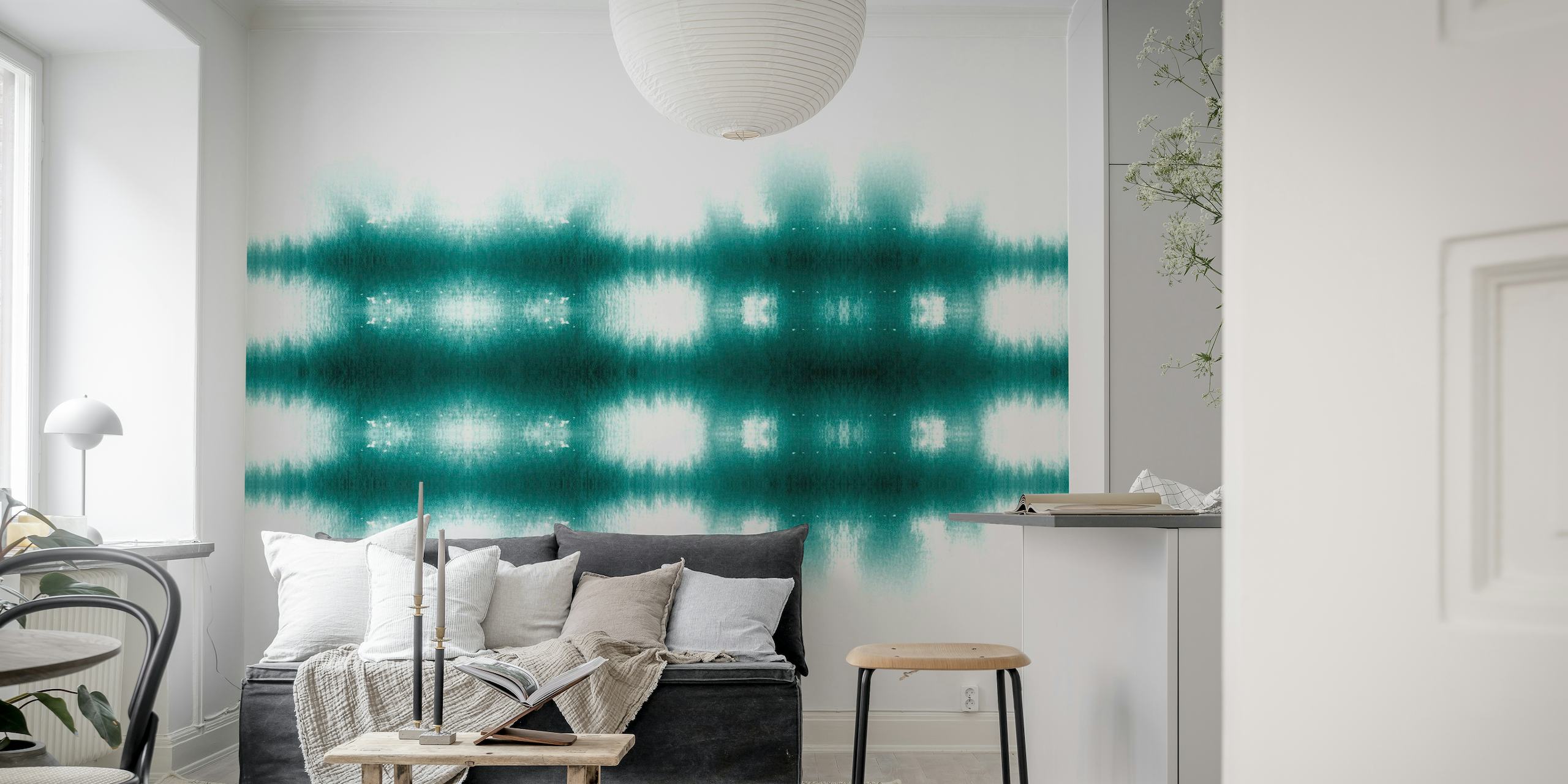 Teal Japanese Ink Fabric wallpaper