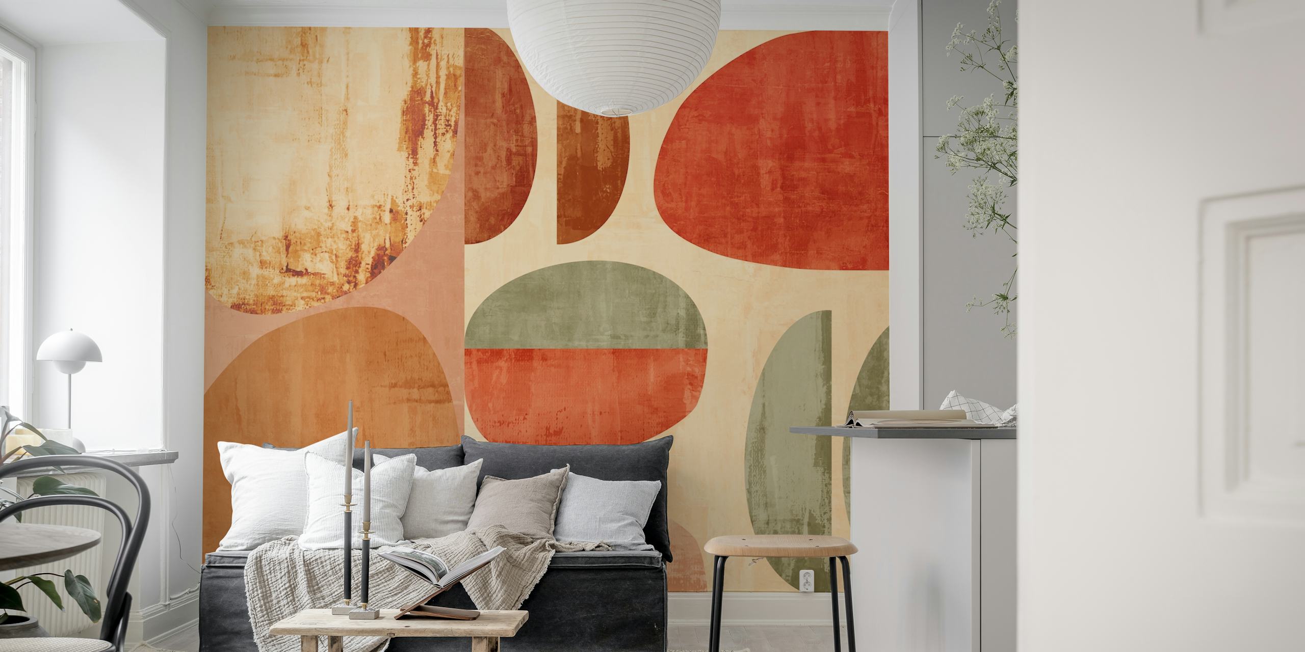 Red and Green Rustic Abstract Tapetdesign