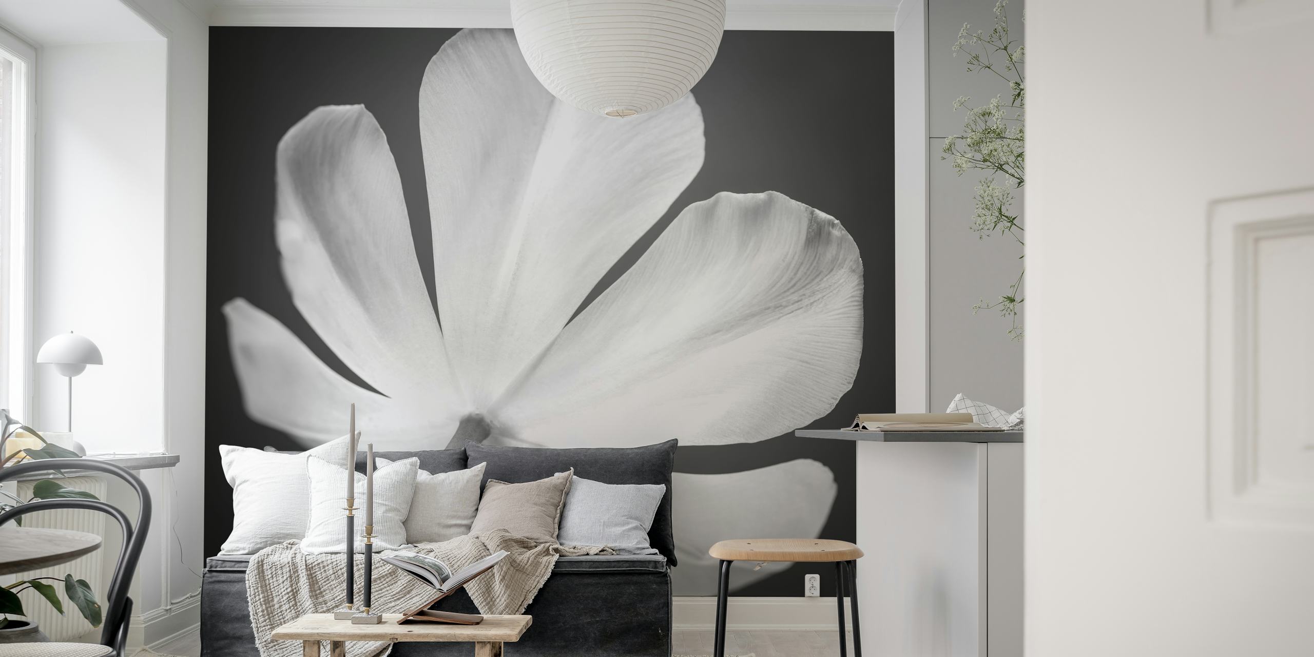 Black and white floral petal design wallpaper