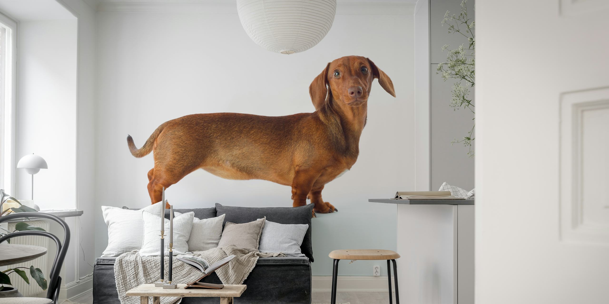 Carta da parati Lovable Dachshund in una stanza elegante