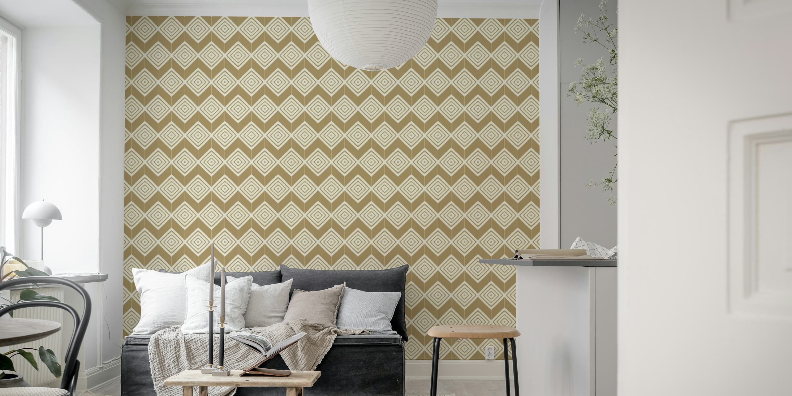 Rustic nettle diamonds tiles wallpaper in a room