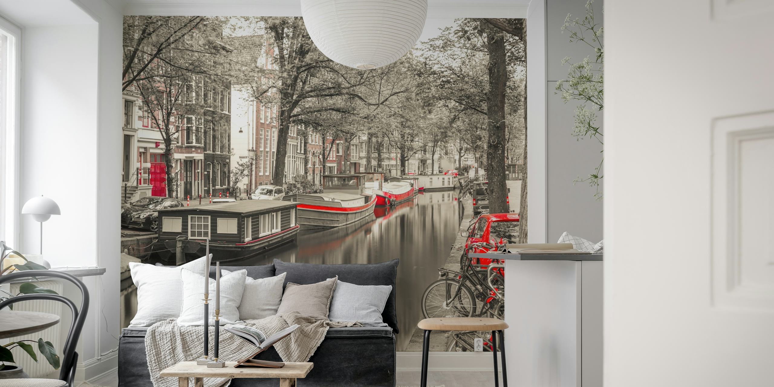 Tapeta Amsterdam Canal v dekorovaném pokoji