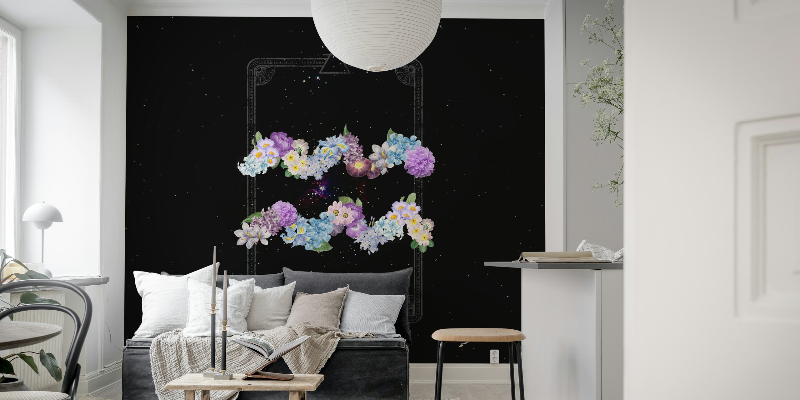 Papel pintado Floral Zodiac Sign Aquarius en una habitación