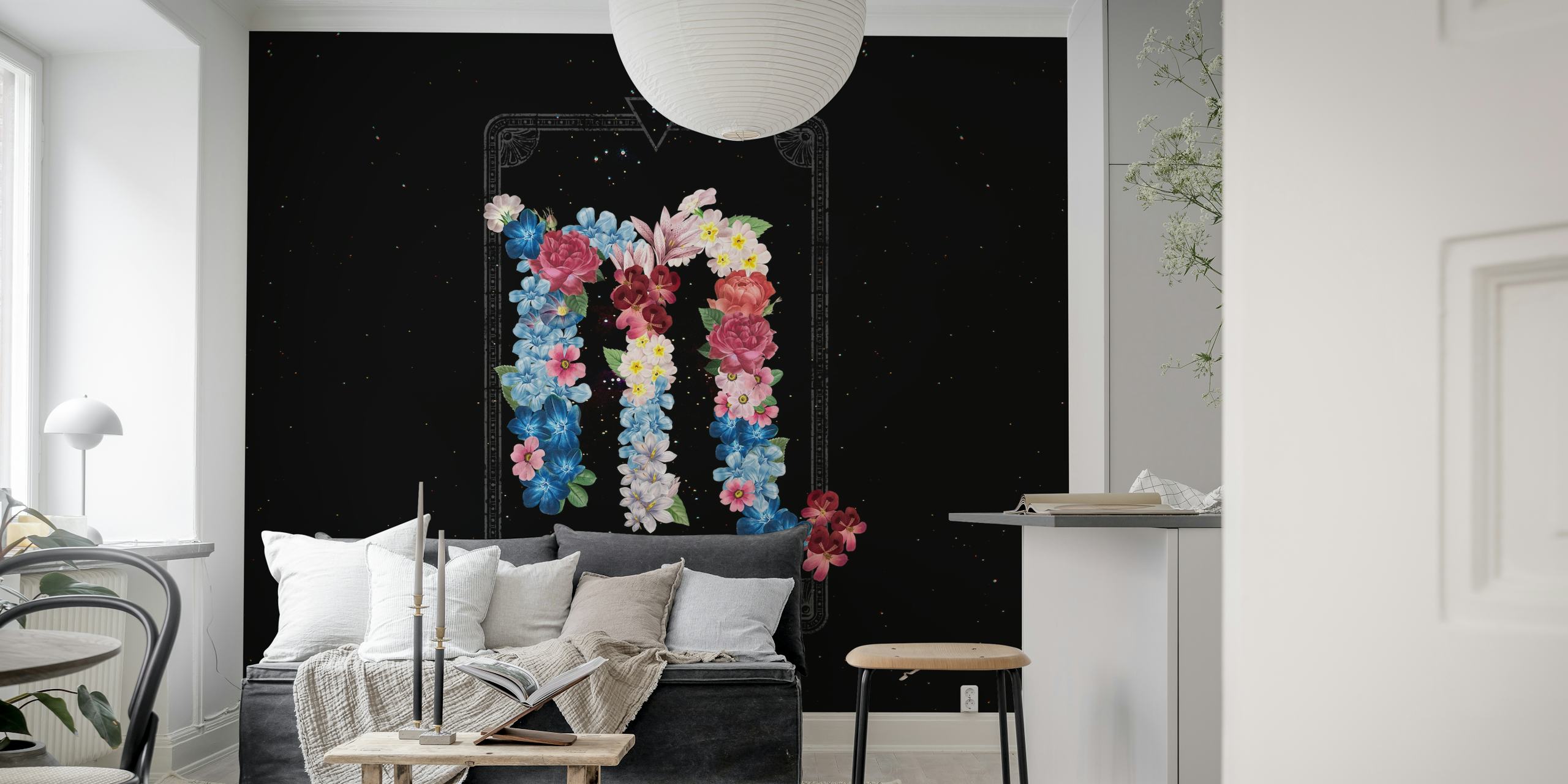Floral Zodiac Sign: Scorpio σχέδιο ταπετσαρίας σε δωμάτιο