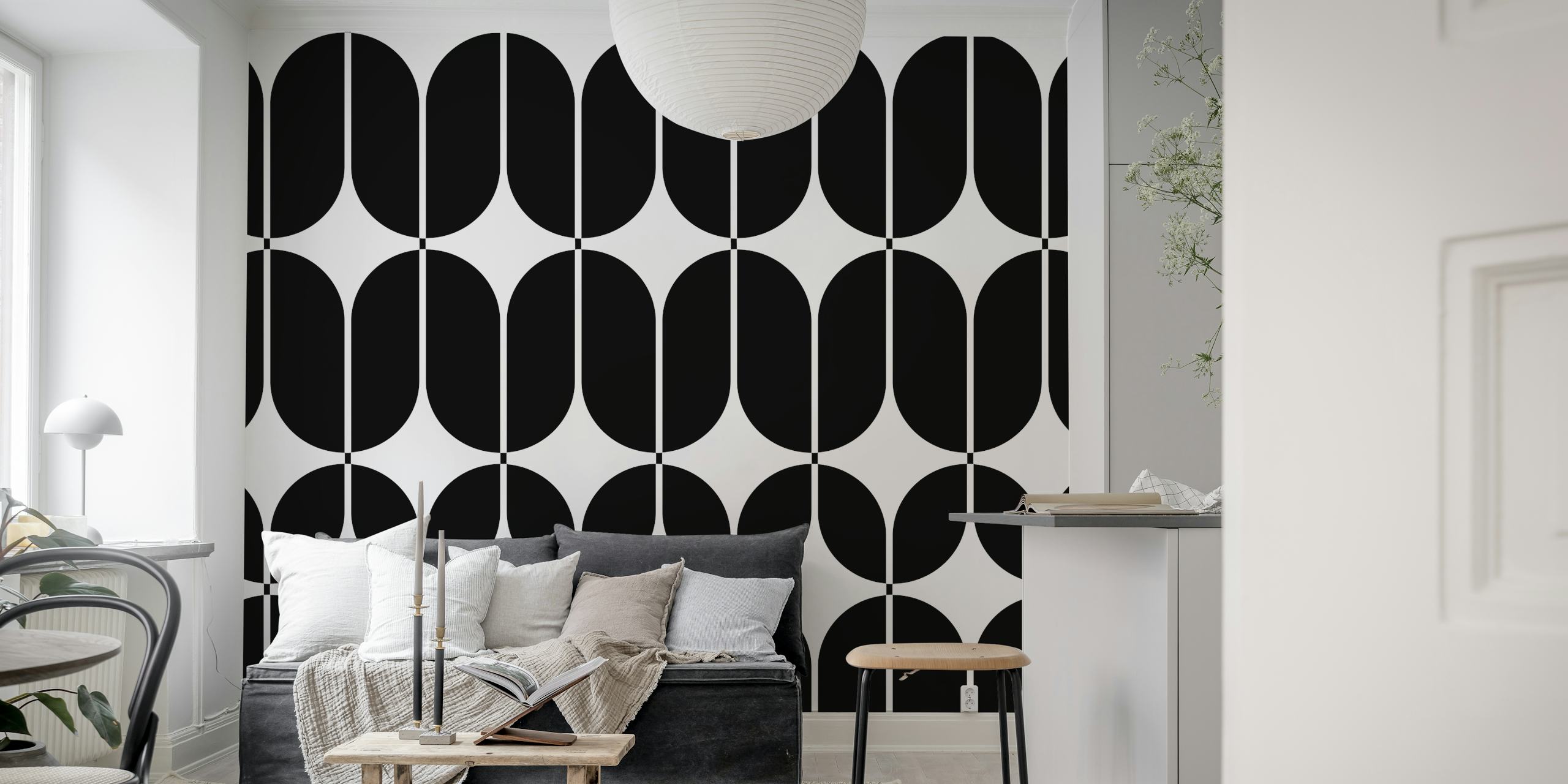 Musta ja valkoinen mid-century suunnittelu