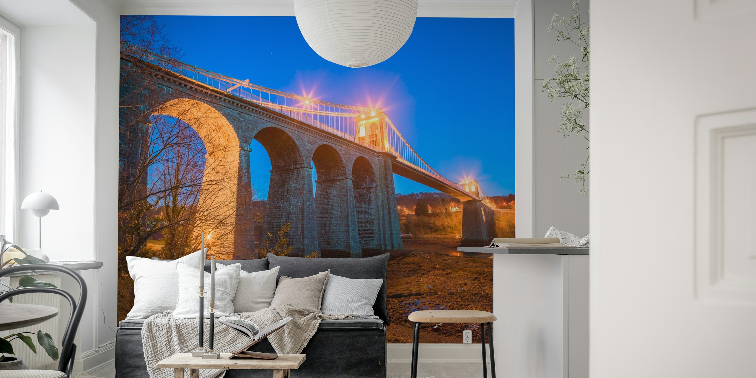 Menai Bridge wallpaper display in a room
