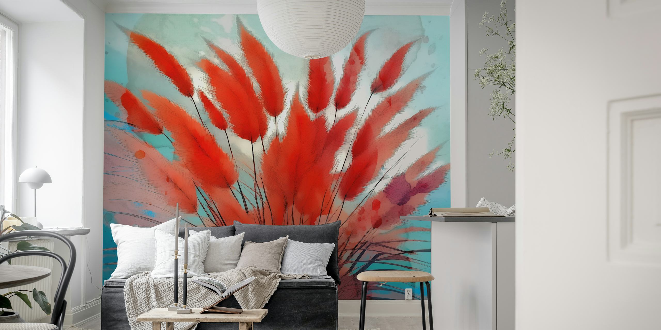 Wild Pampas Grass Art Design in einem Raum