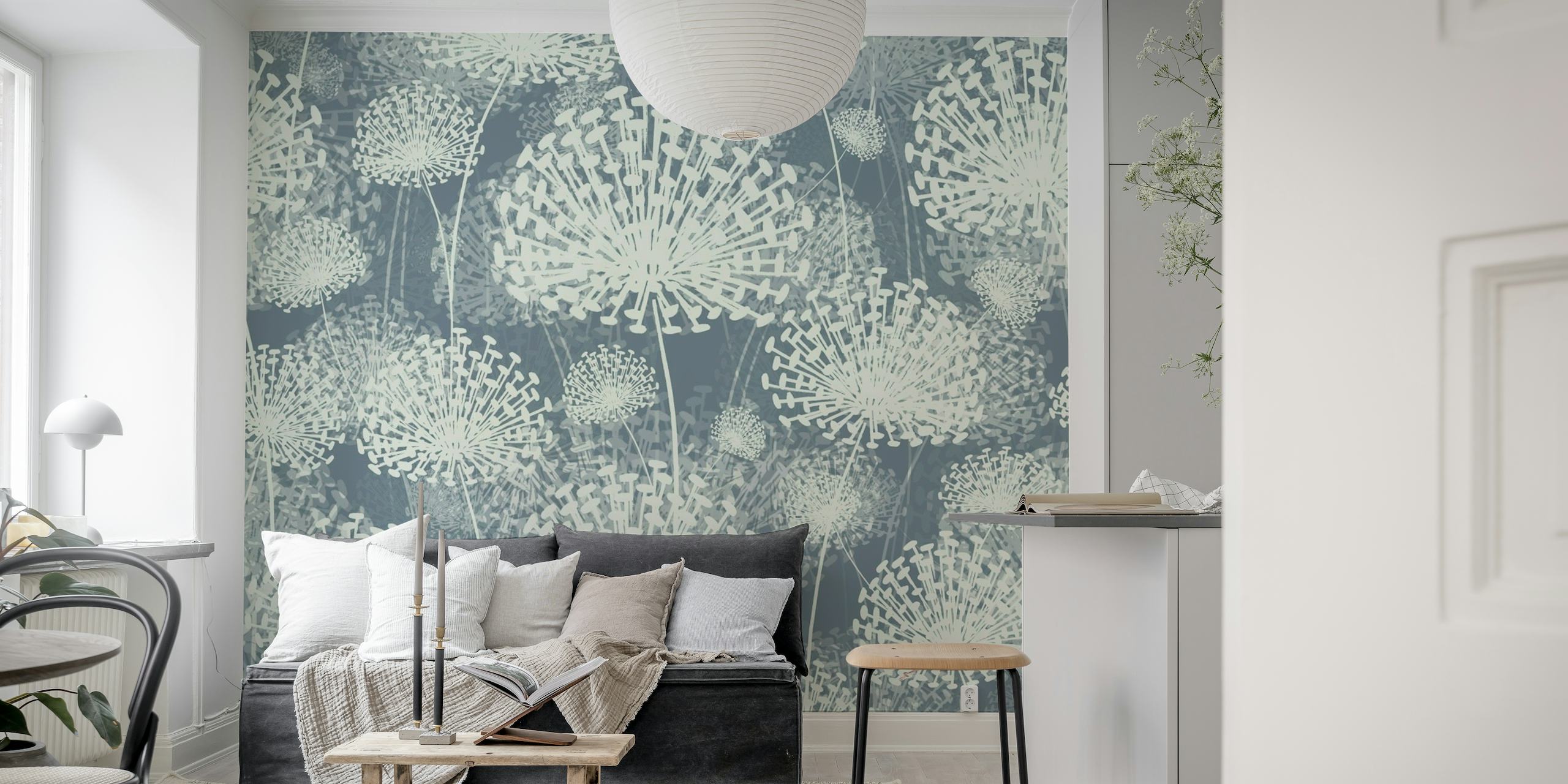 Dandelions Slate Blue wallpaper