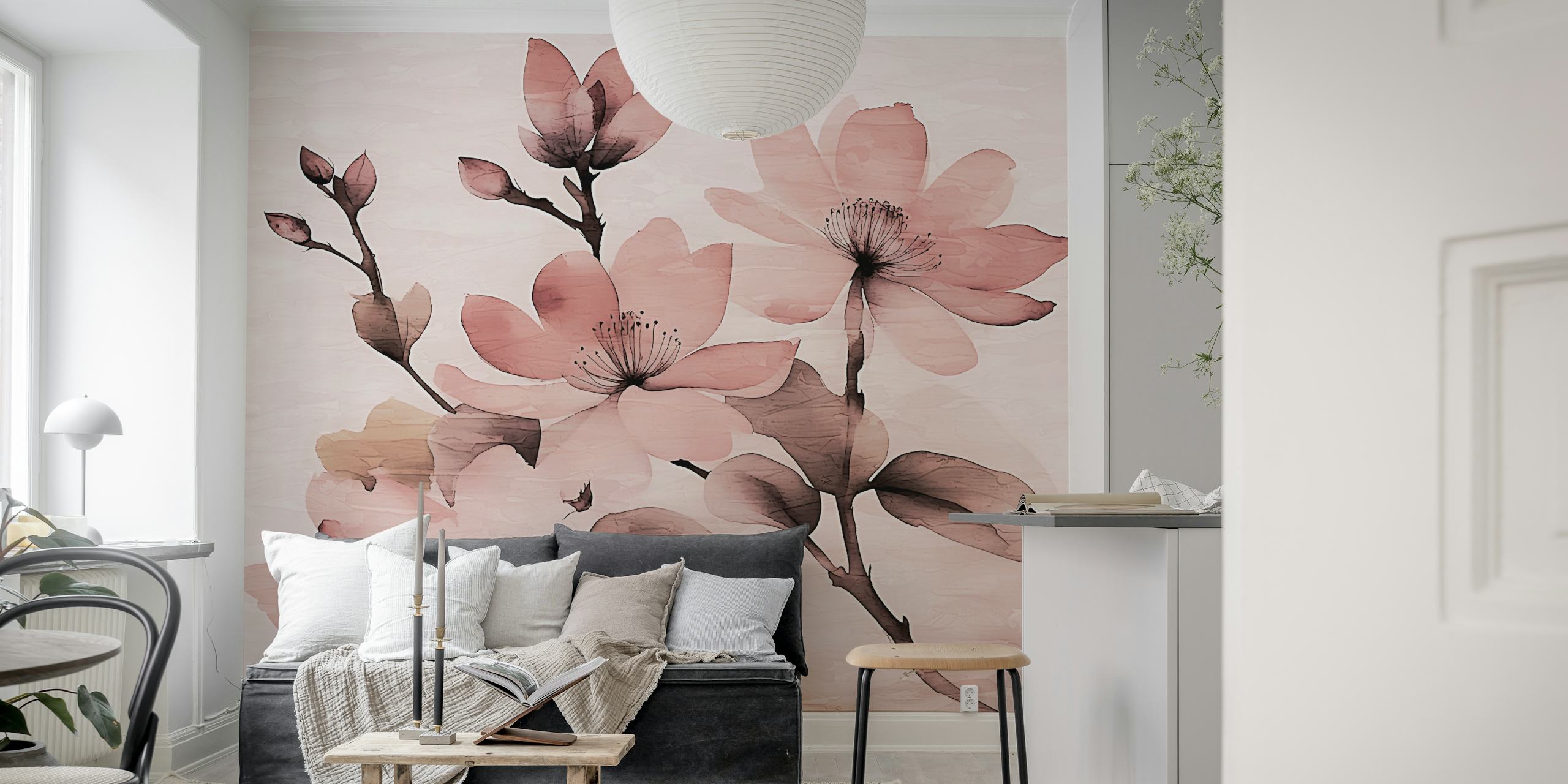 Antique Wabi Sabi Cherry Blossoms design della carta da parati