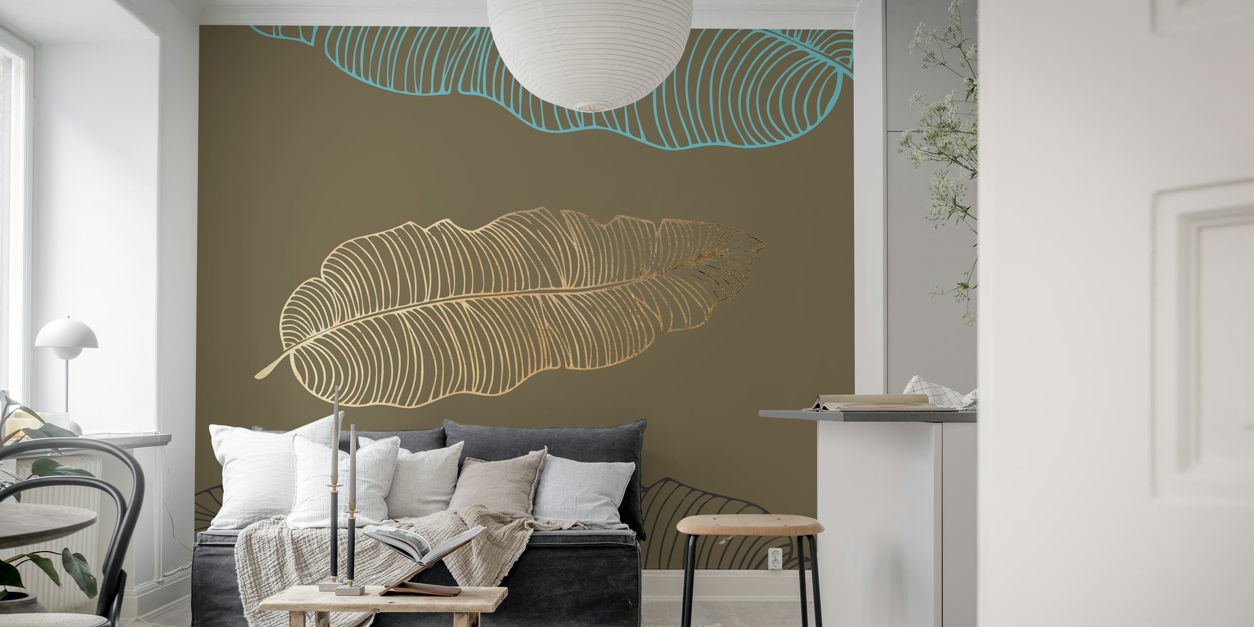 Taupe Mocha Jumbo Palm Leaves tapet i et rom