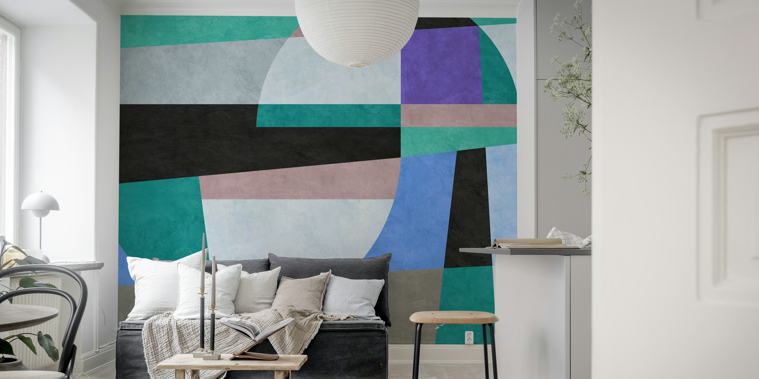Abstract colors wallpaper in a room