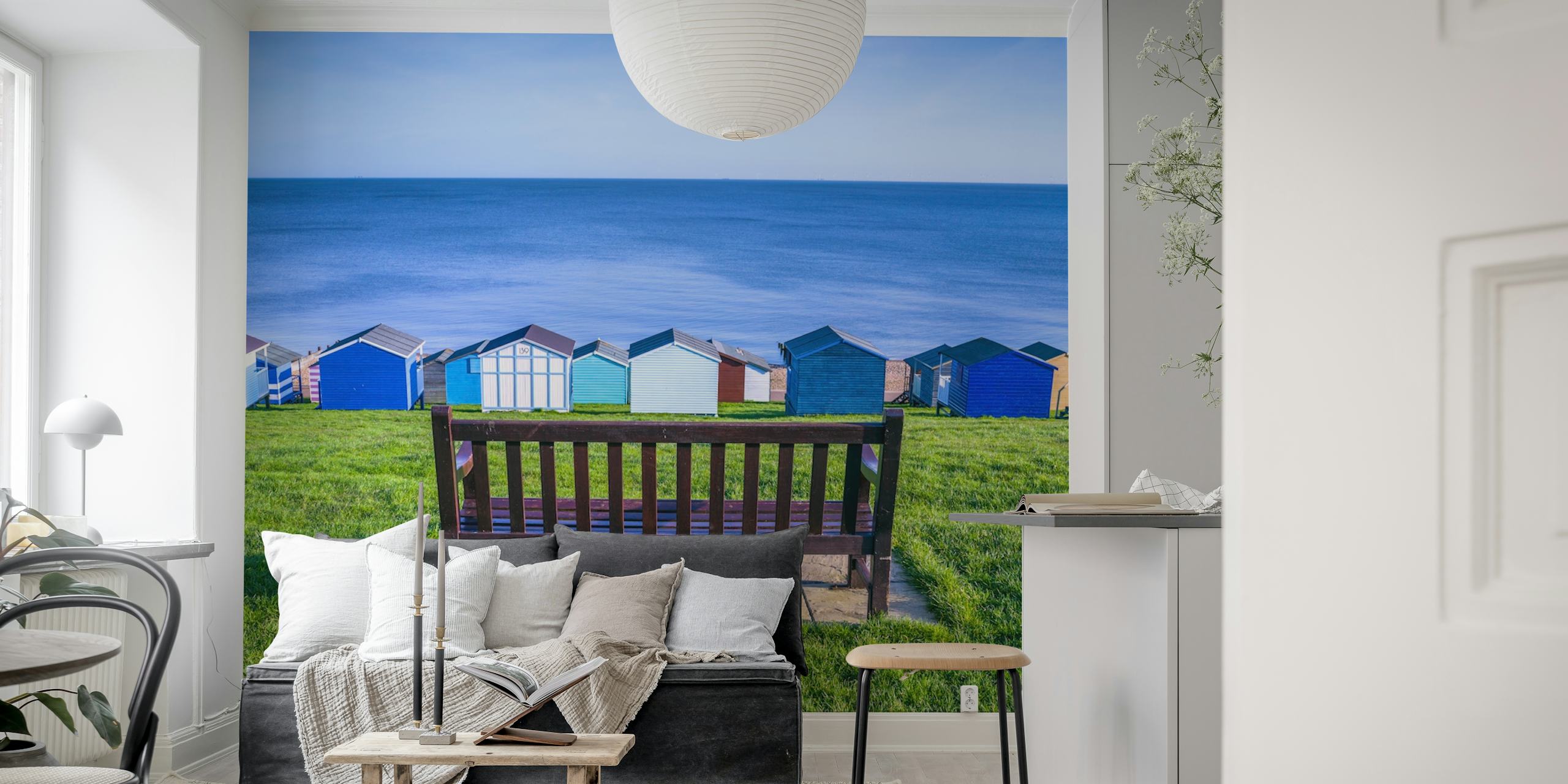 Coastal Idyll wallpaper featuring beach huts