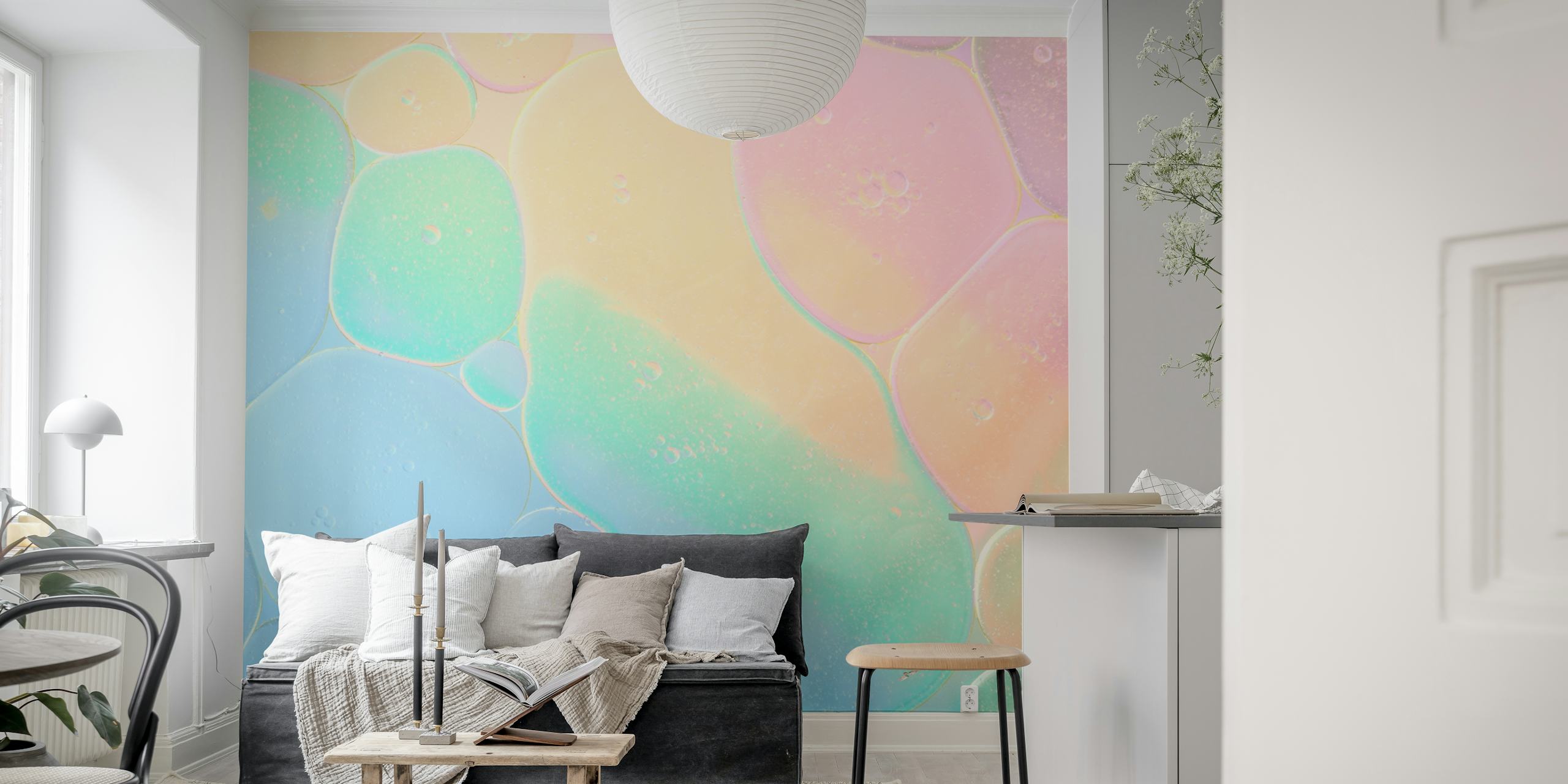 Pastel bubble pattern in soft colors, geometric style wallpaper