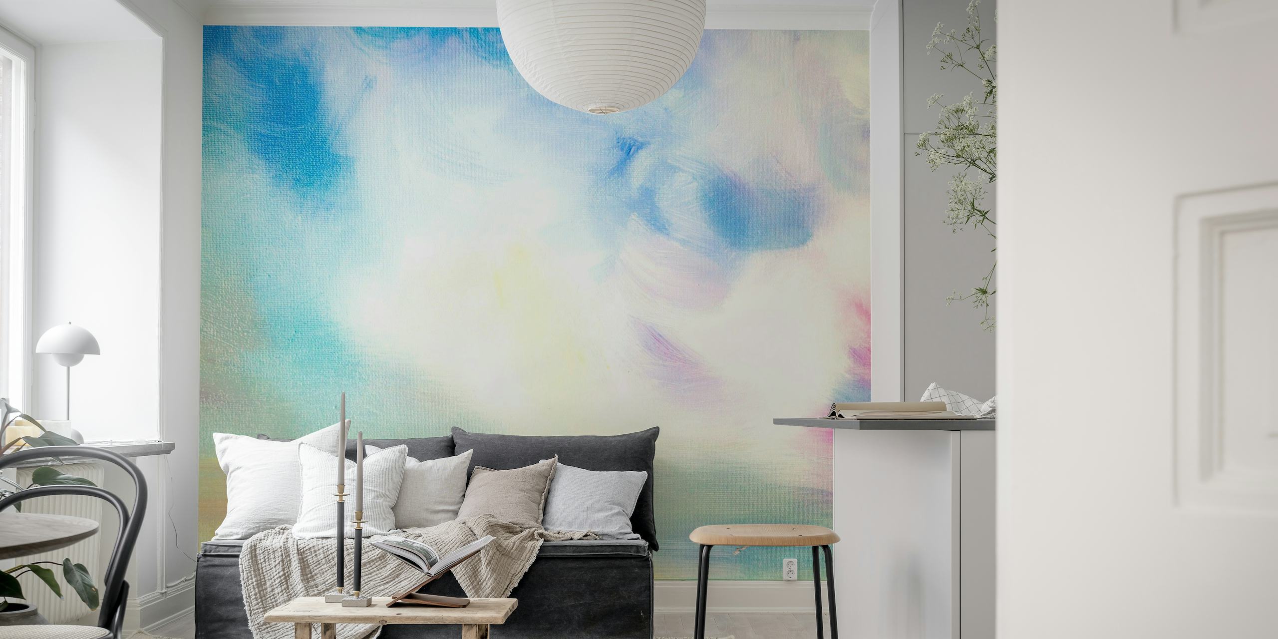 Abstract pastel skyscape wall mural