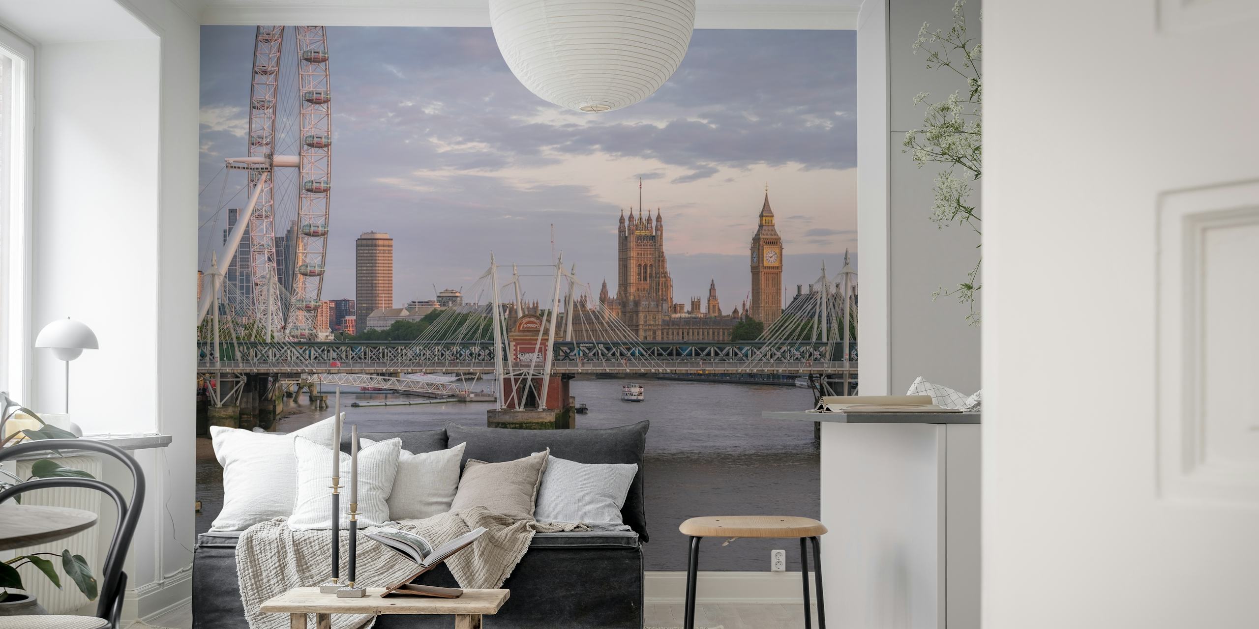 Τοιχογραφία της Golden Jubilee Bridge με το London Eye και τον Big Ben