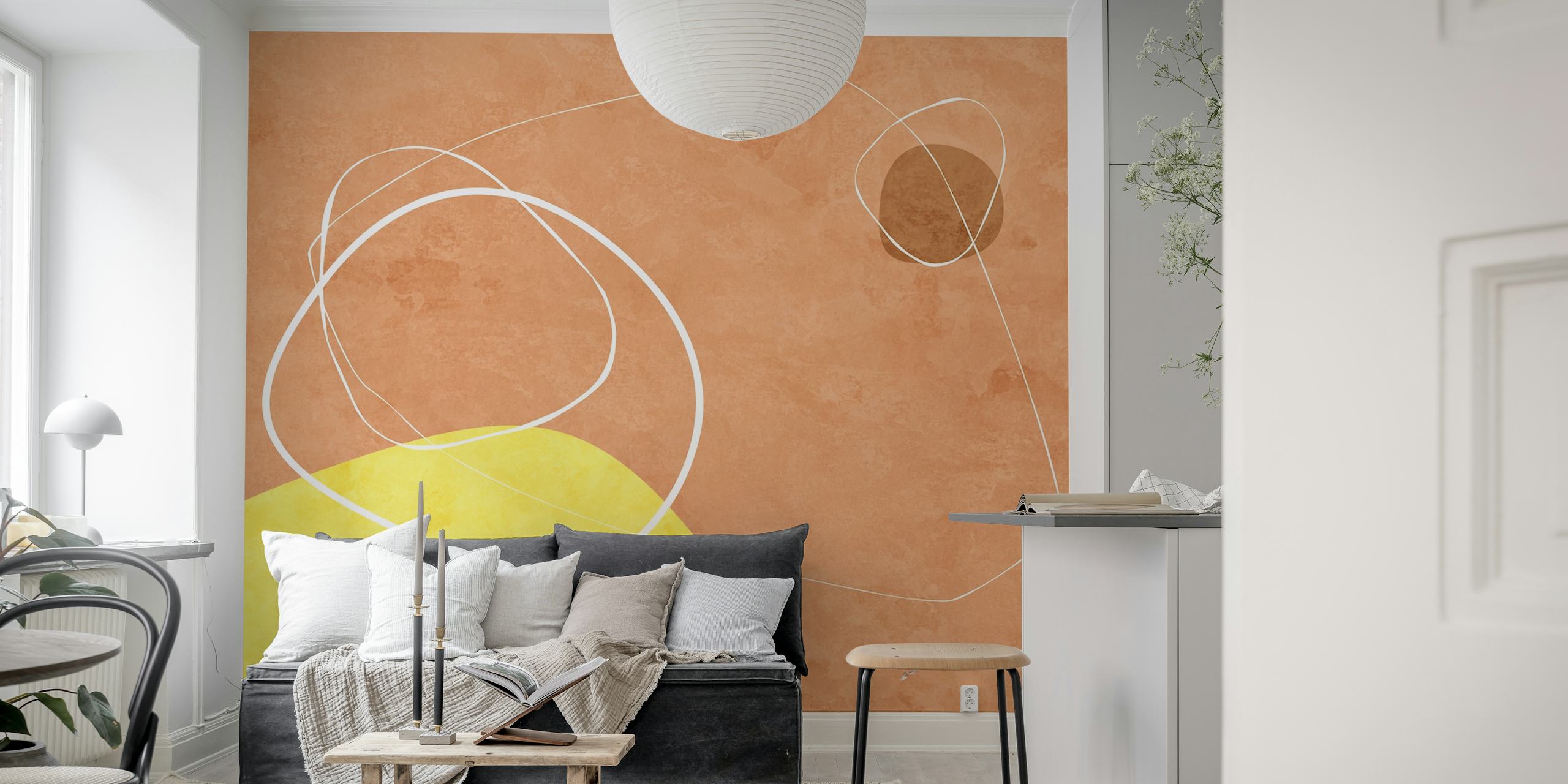 November Sunshine abstracte wallpaper in een kamer