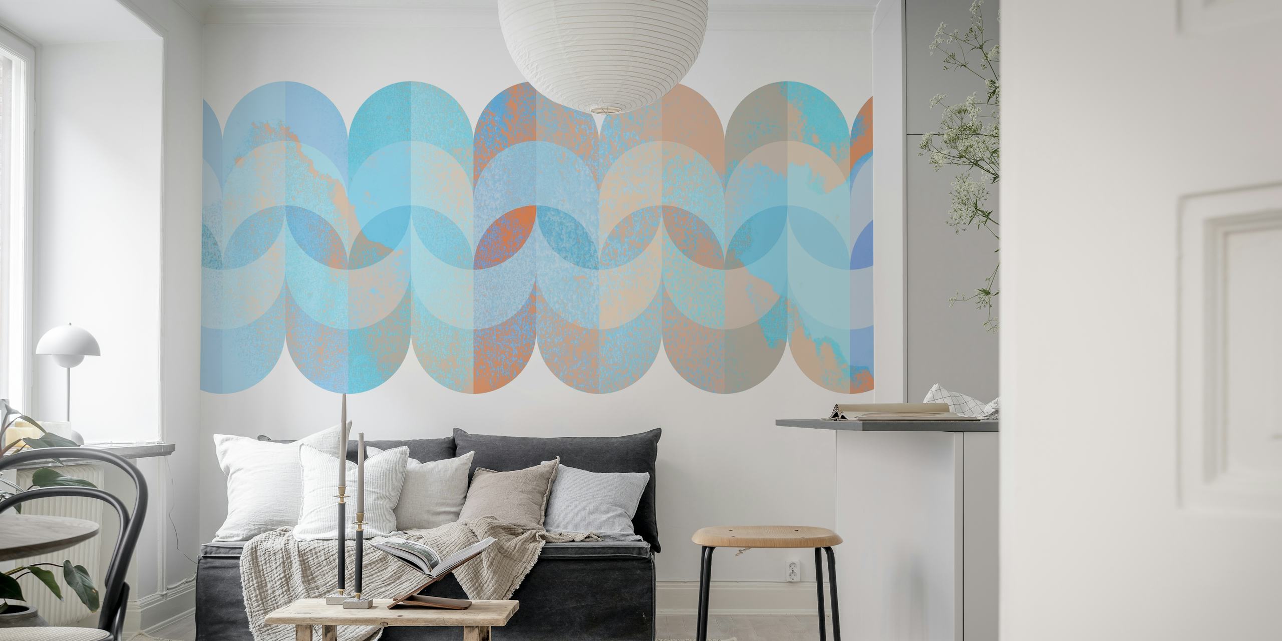 Vivid Sea Foam Mid Century Wallpaper i et rum