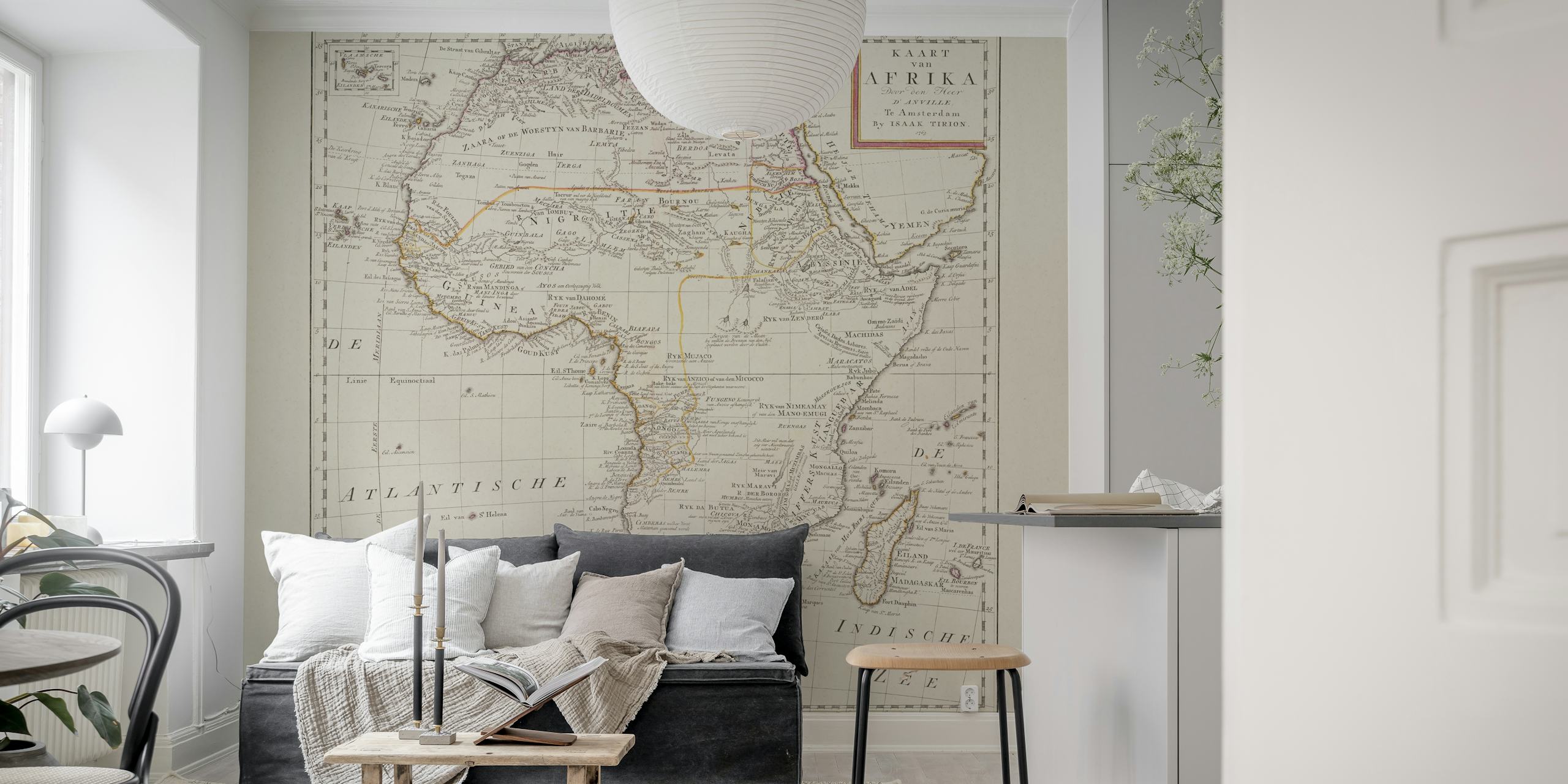 Vintage Africa Map wallpaper in a room
