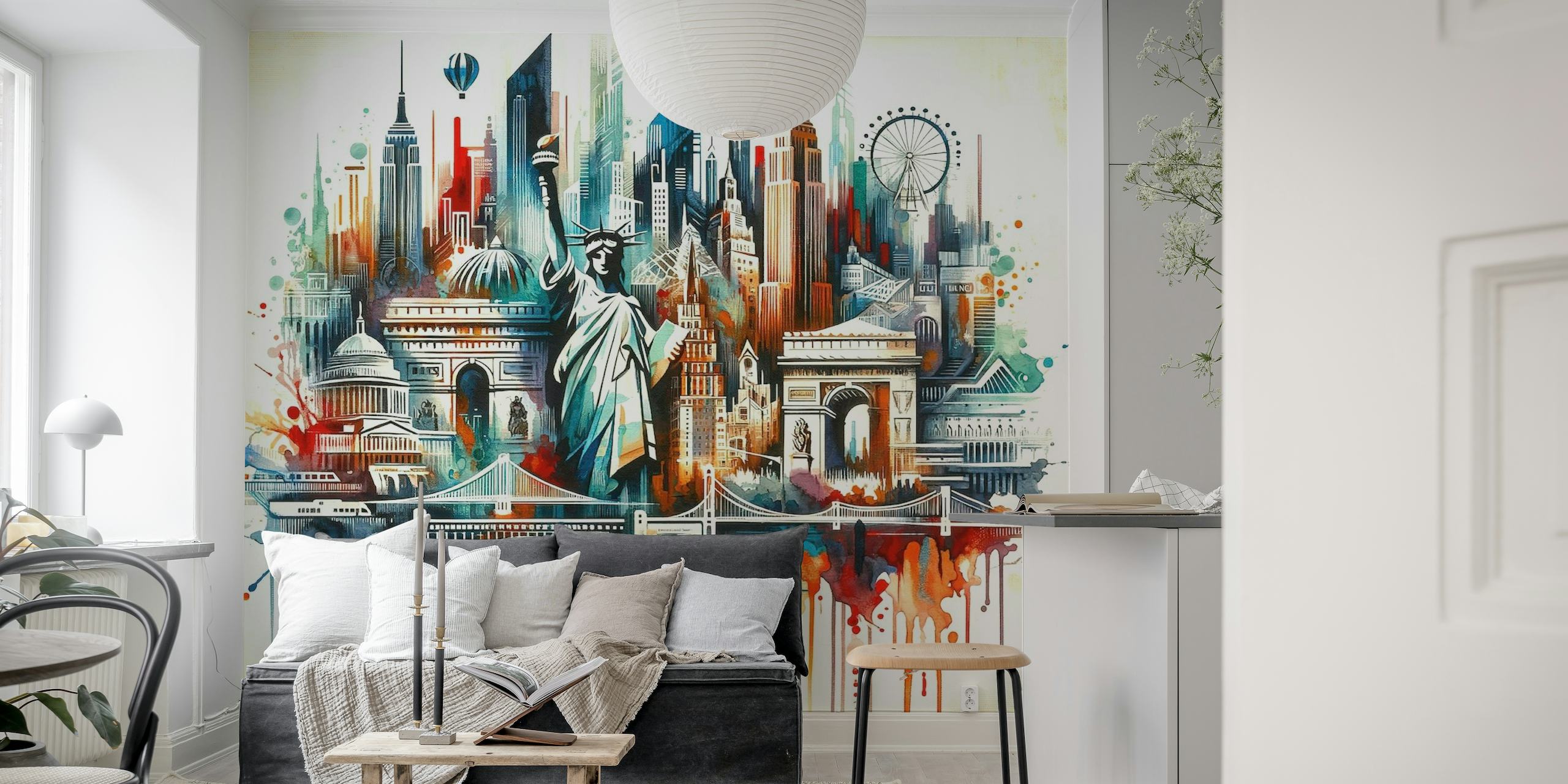 Abstract Watercolor New York wallpaper