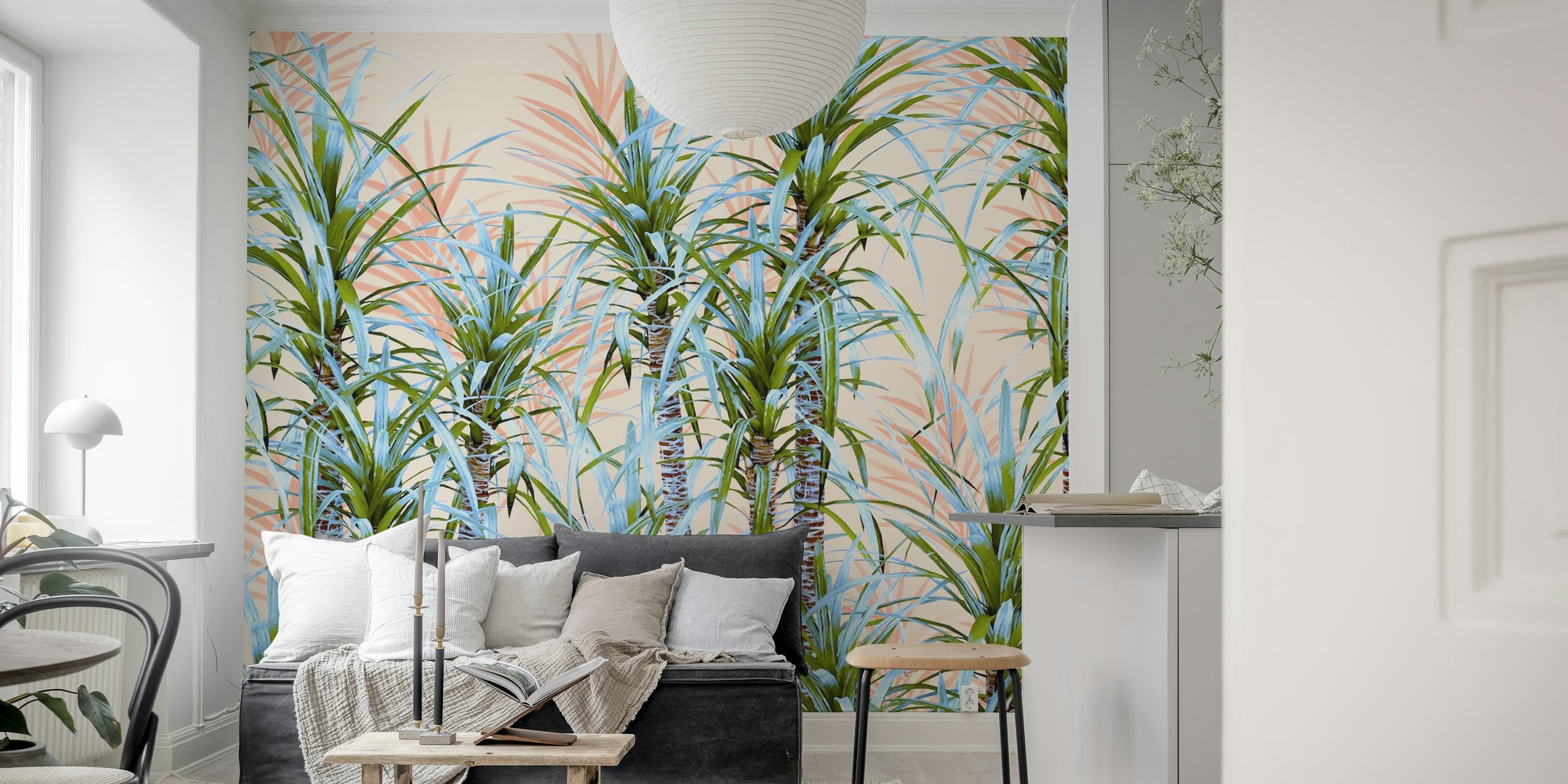Papel pintado Pastel palm trees en una habitación