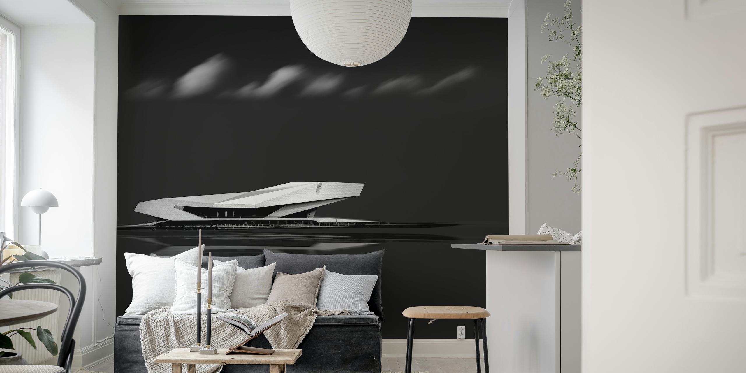 Modern abstract black and white design wallpaper