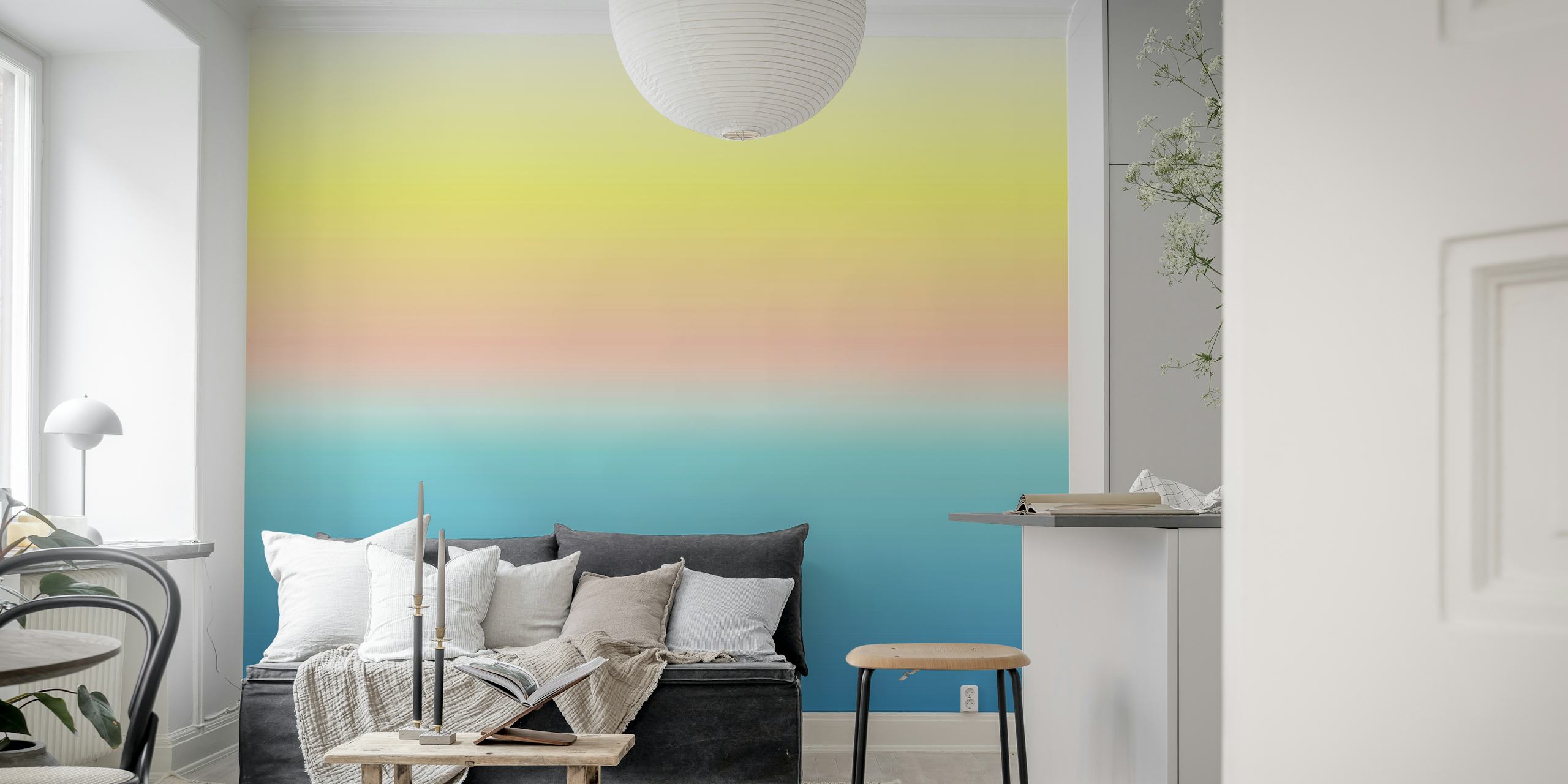 Papier peint color gradient ocean sunset dans une pièce