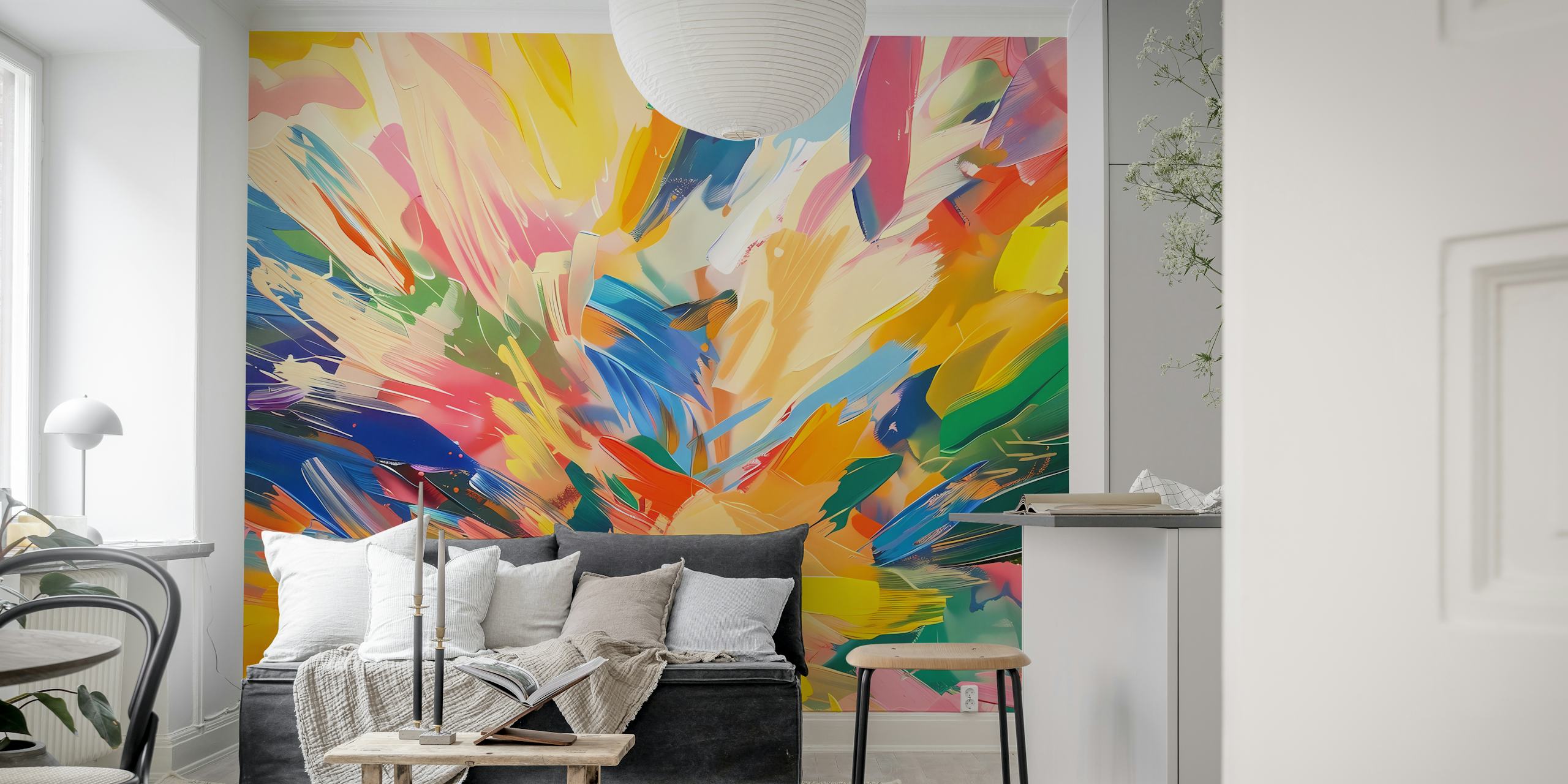 Papel de parede Colorful brushstrokes em um quarto
