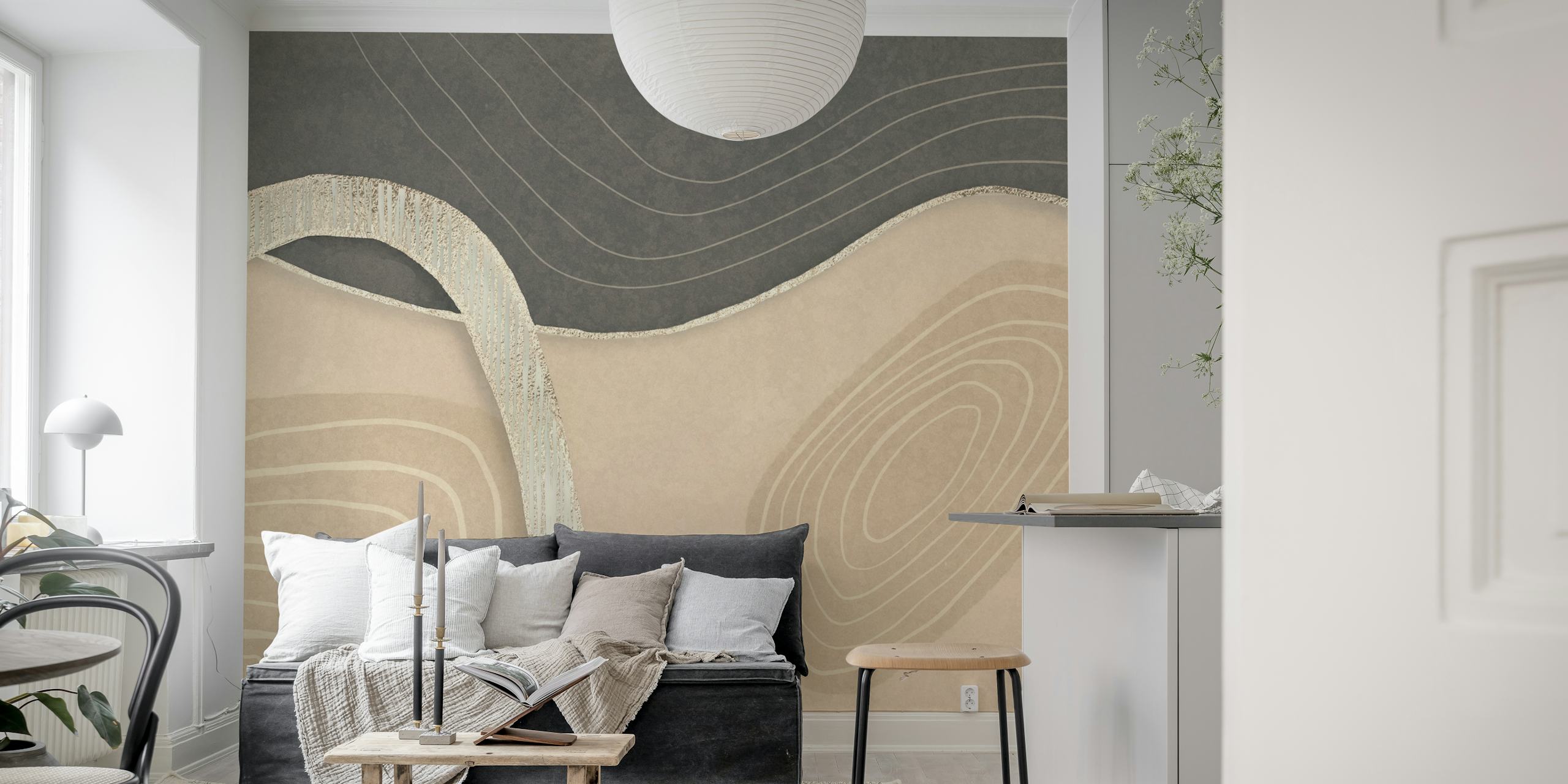 Modern Move Mid Century Art Beige wallpaper in a room
