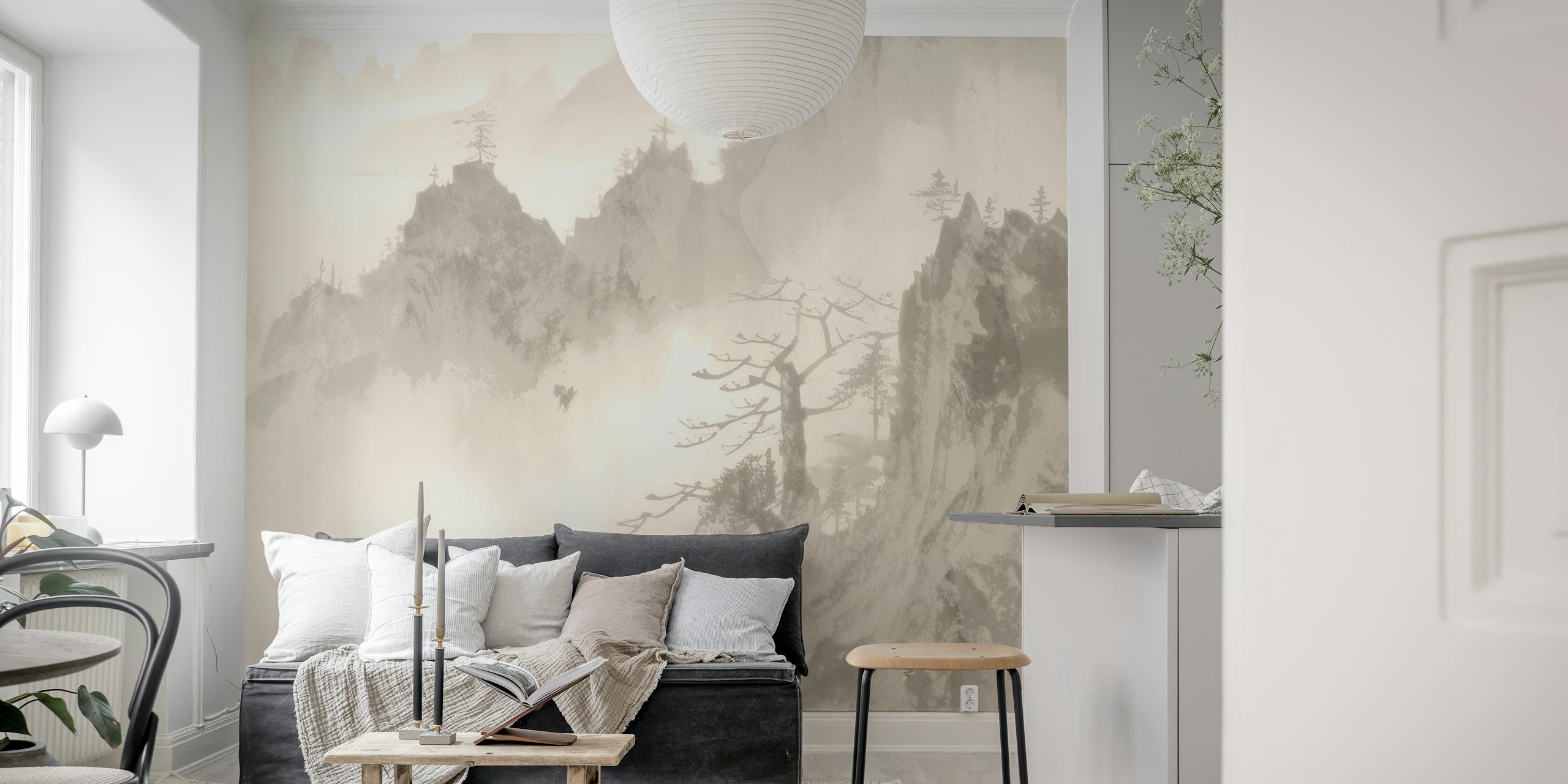Misty Moody Forest Neutral tapet i et rum
