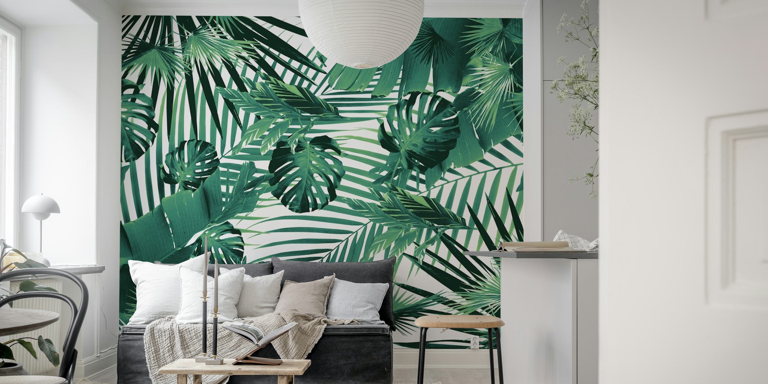 Tropical foliage with green leaves wallpaper
