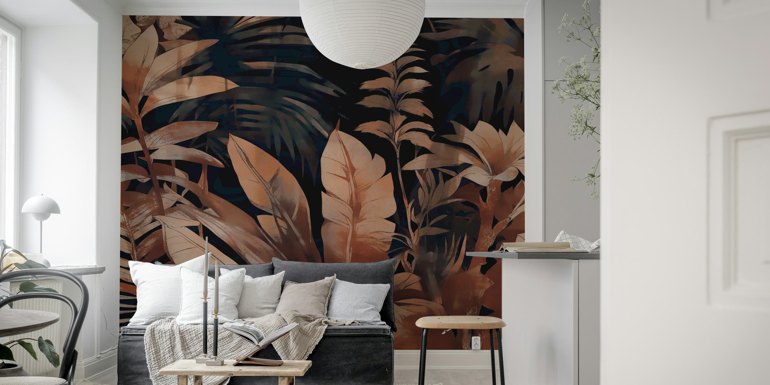 Papel de parede Moody Rainforest em um quarto