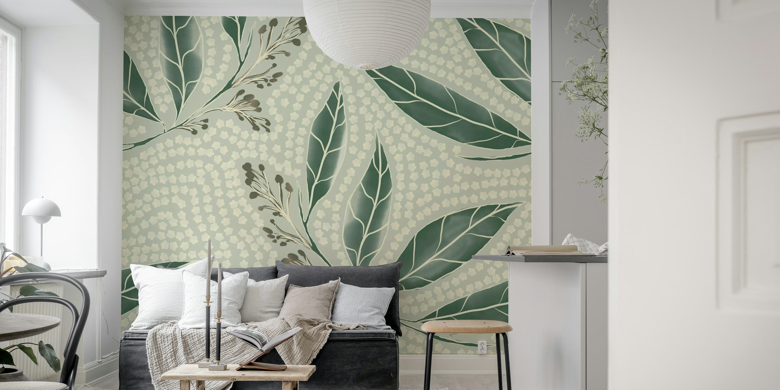Eucalyptus Mosaic Hunter Green Large wallpaper