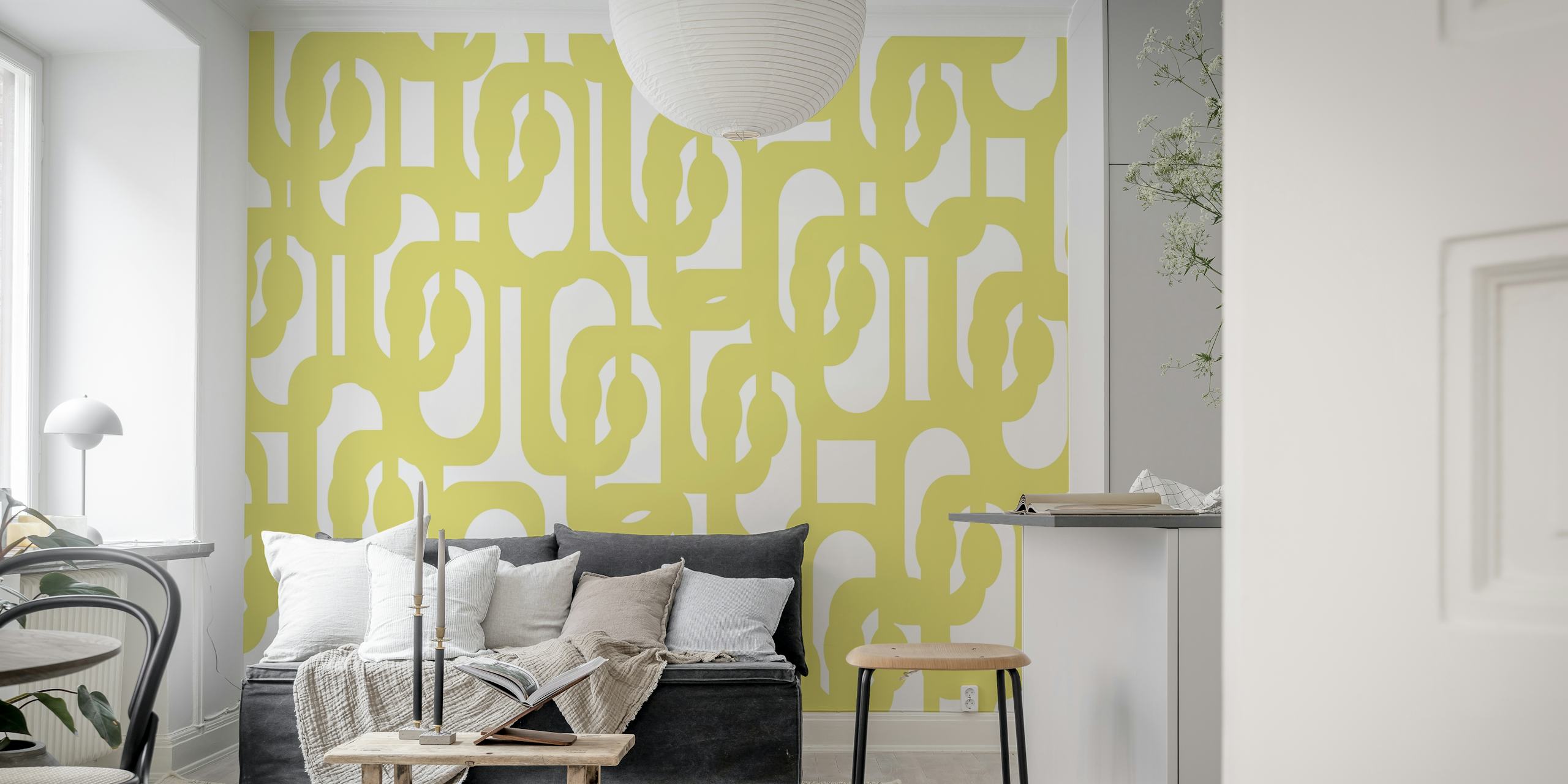 Mid Century Modern Loops Light Linden Yellow Tapete