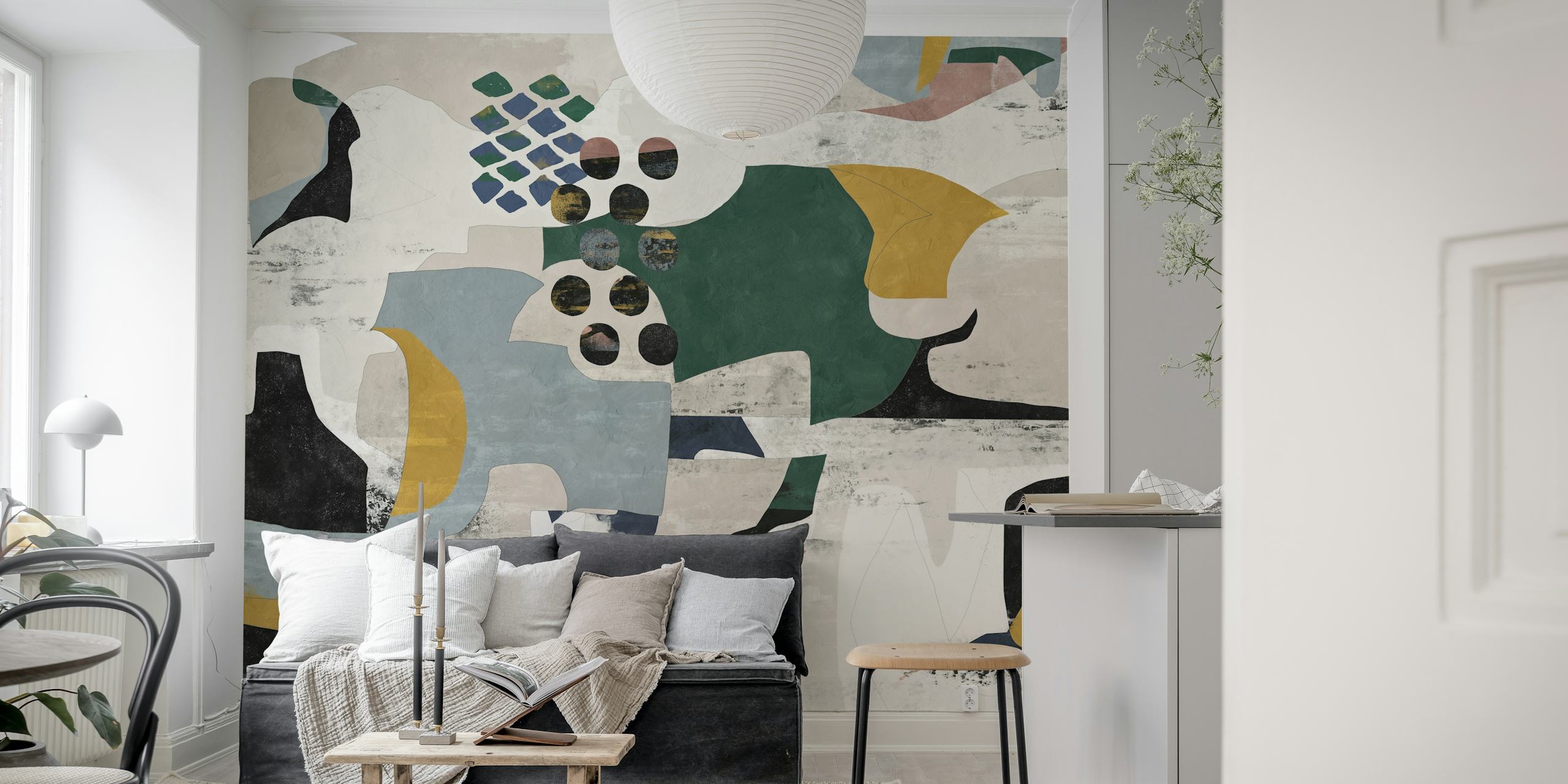 Modernist Shapes Decor wallpaper in a room