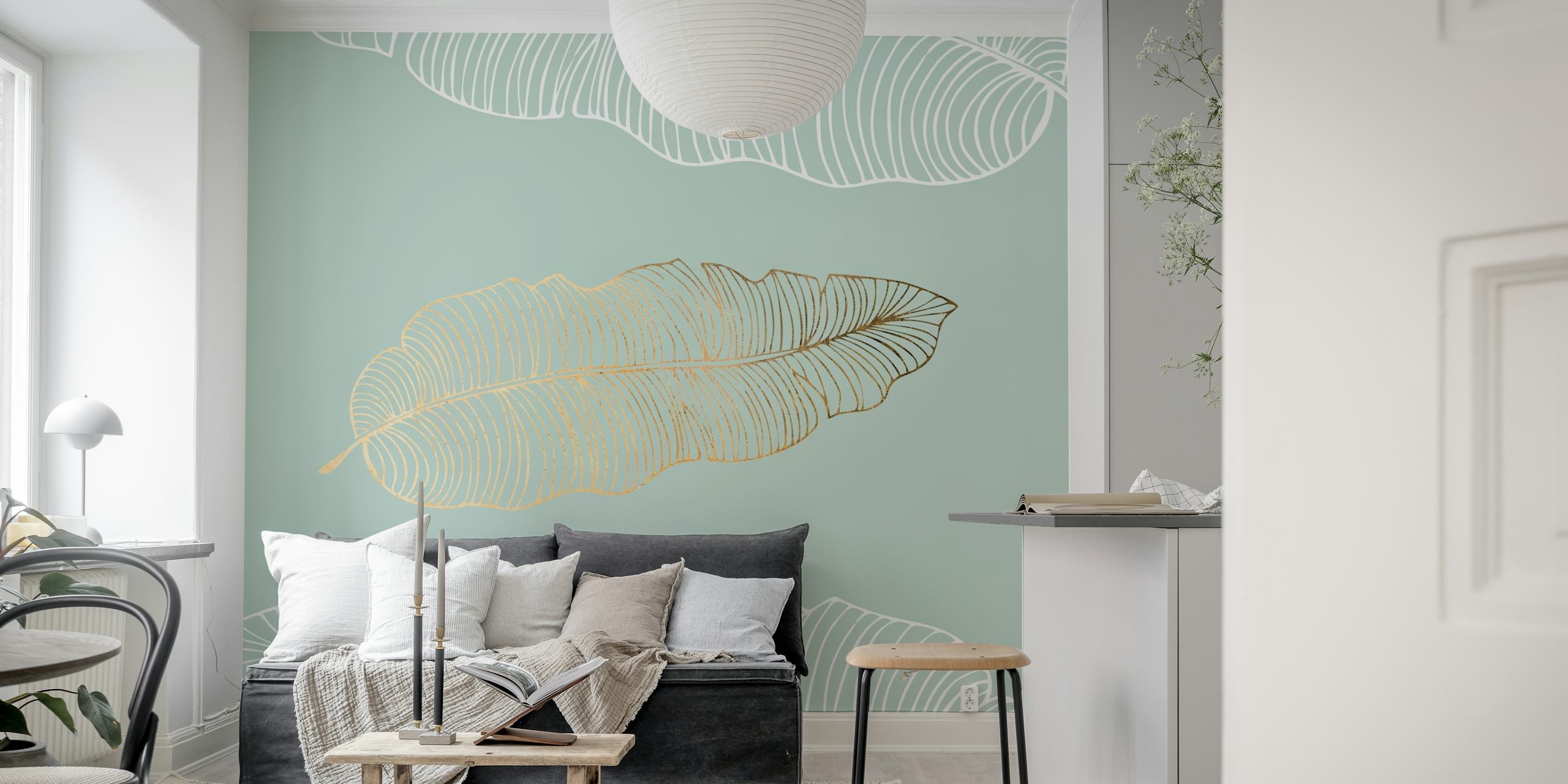 Elegant Leaf Veins wallpaper in a room