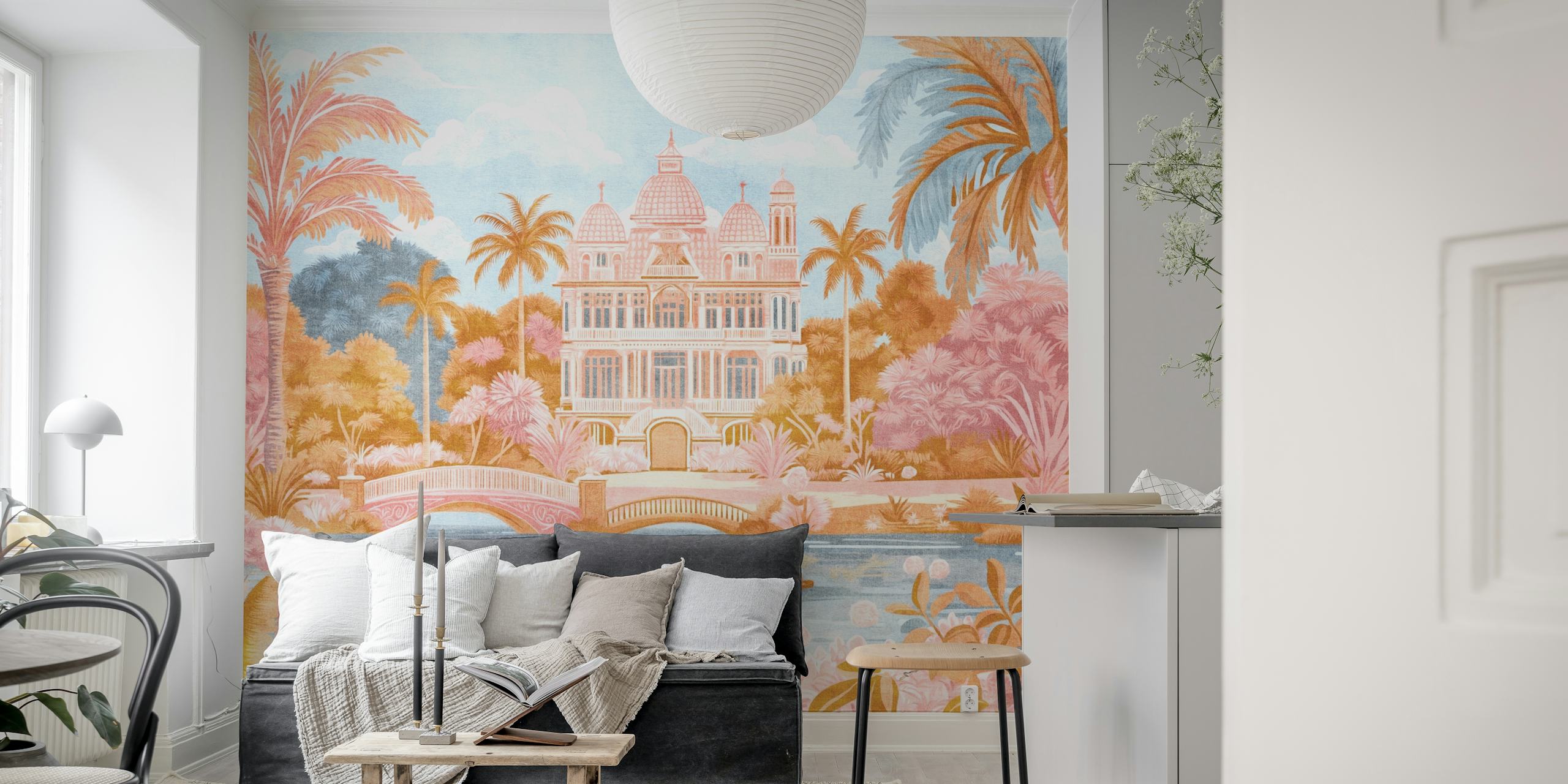 Amber Palm Palazzo wallpaper design in a room