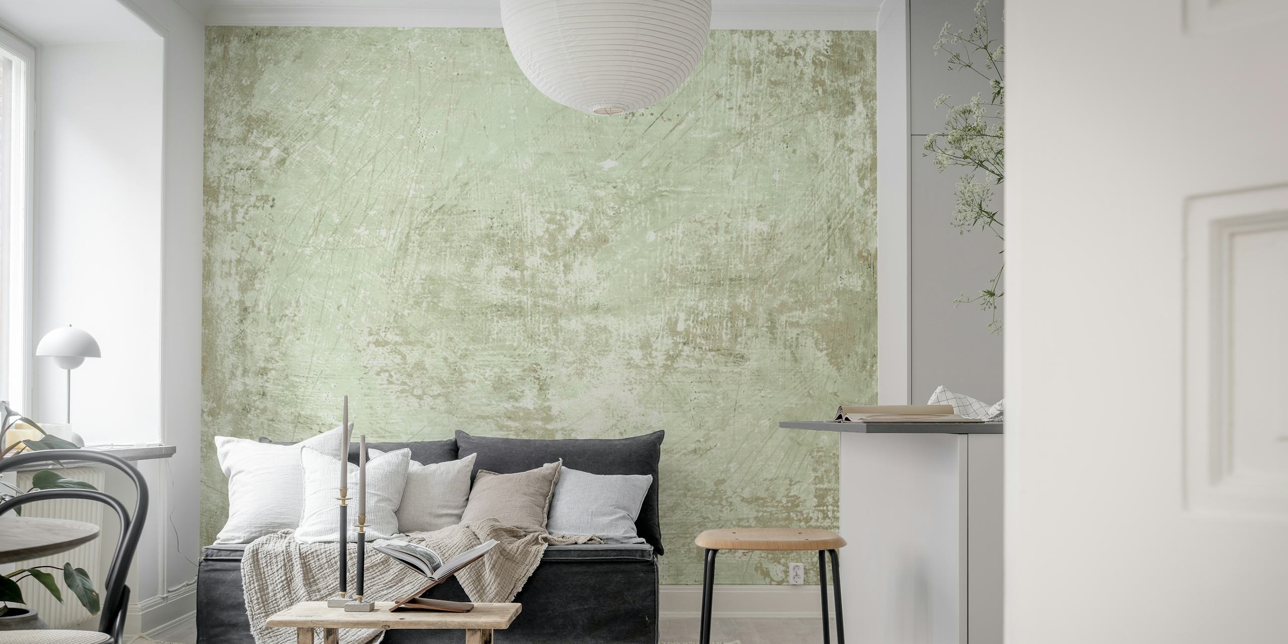 Light green textured wallpaper in a room