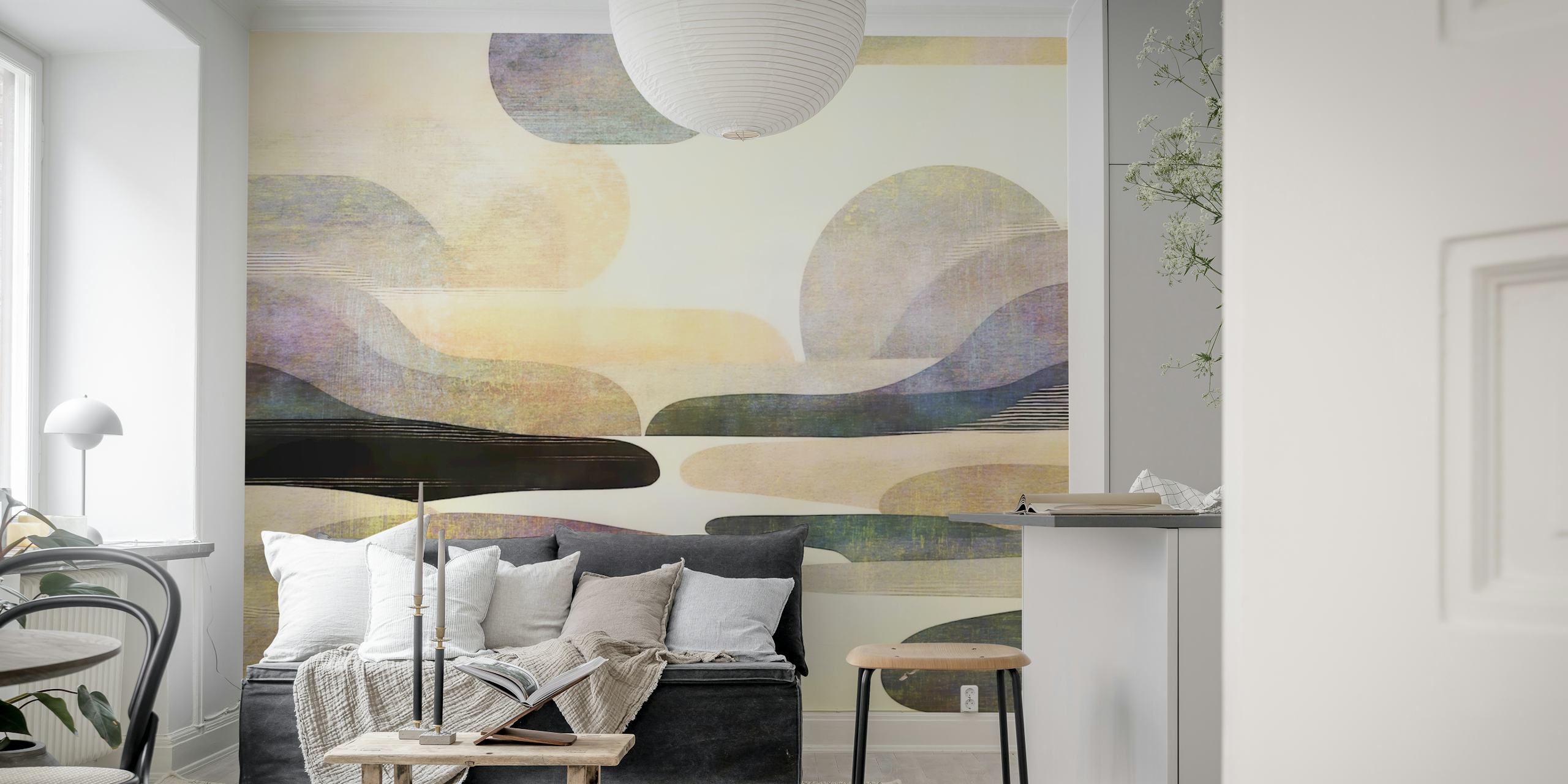 Abstract Serenity Hues wallpaper in a room