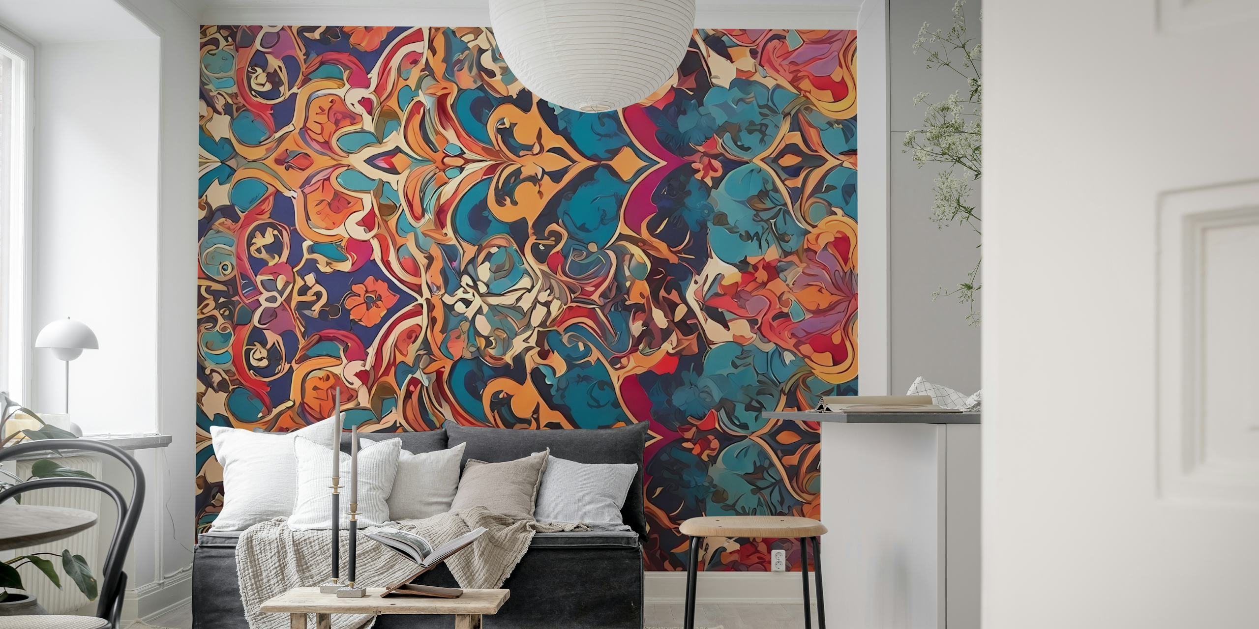 Elegant floral arabesque wallpaper design