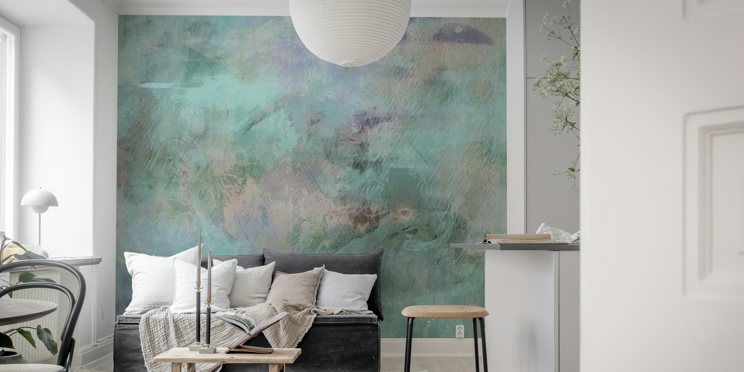 Tapeta Serene Brush Strokes prikazana na zidu