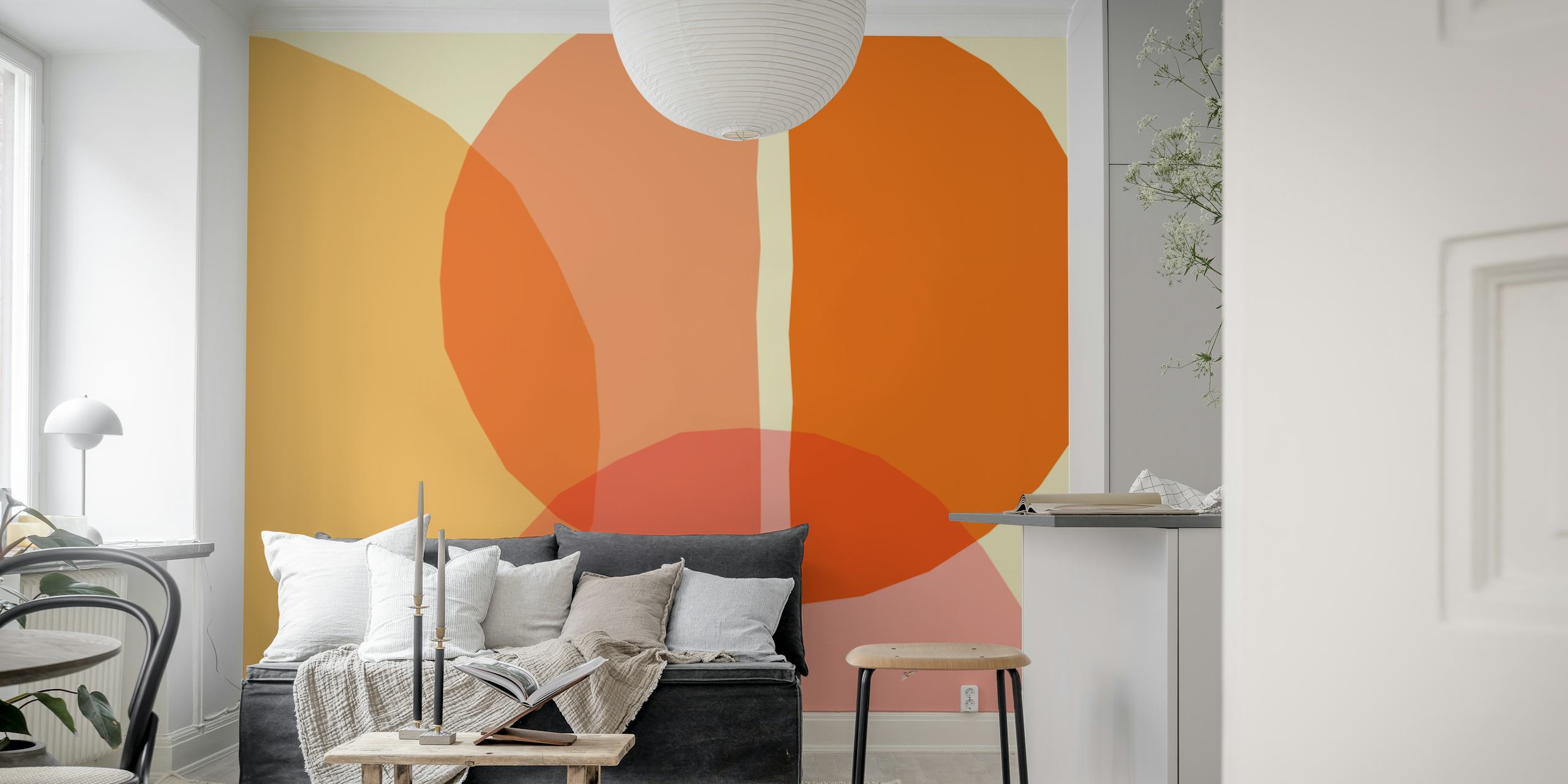 Sunset Geometry Shapes wallpaper in a room