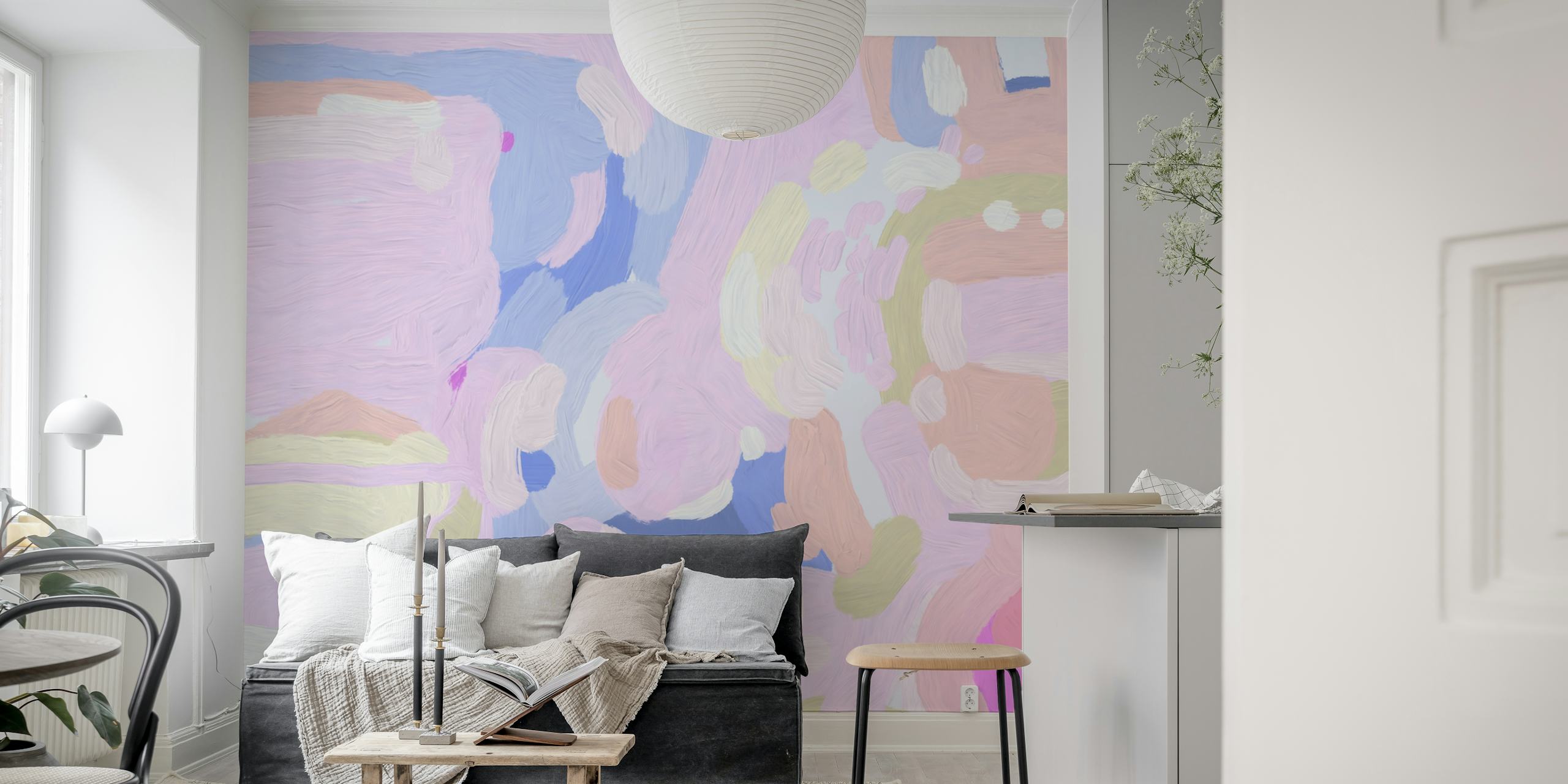 Soft Pastel Montage Tapete im Wohnzimmer