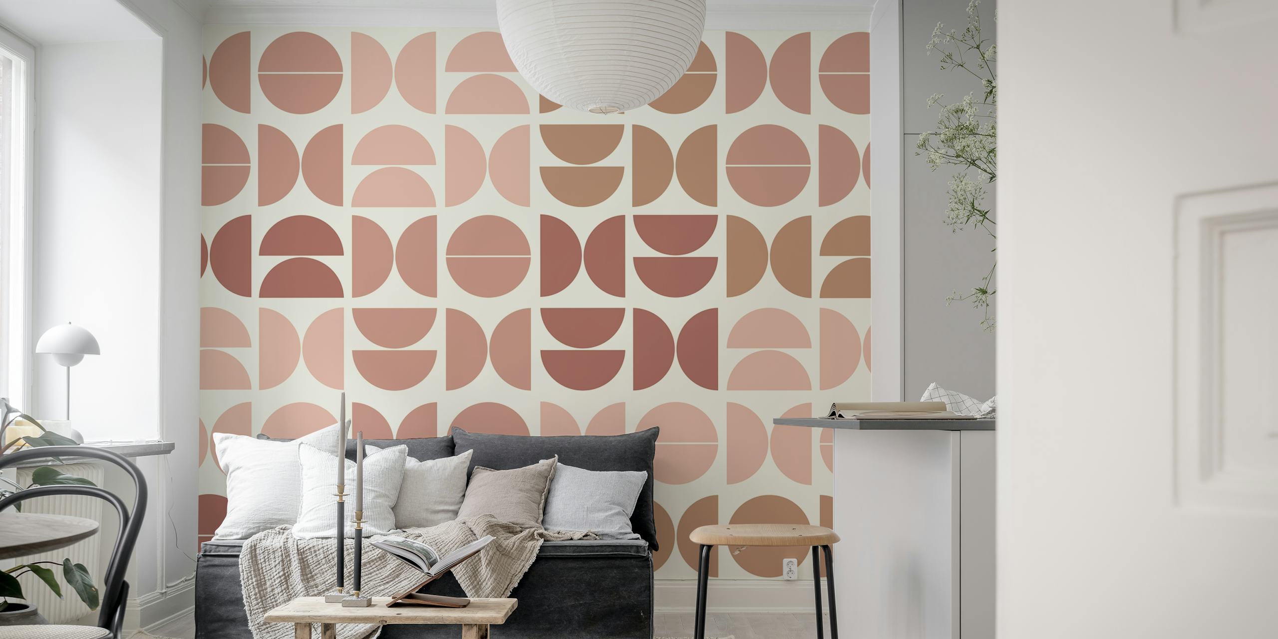 Tapeta Earthy Toned Semi-Circles u prostoriji