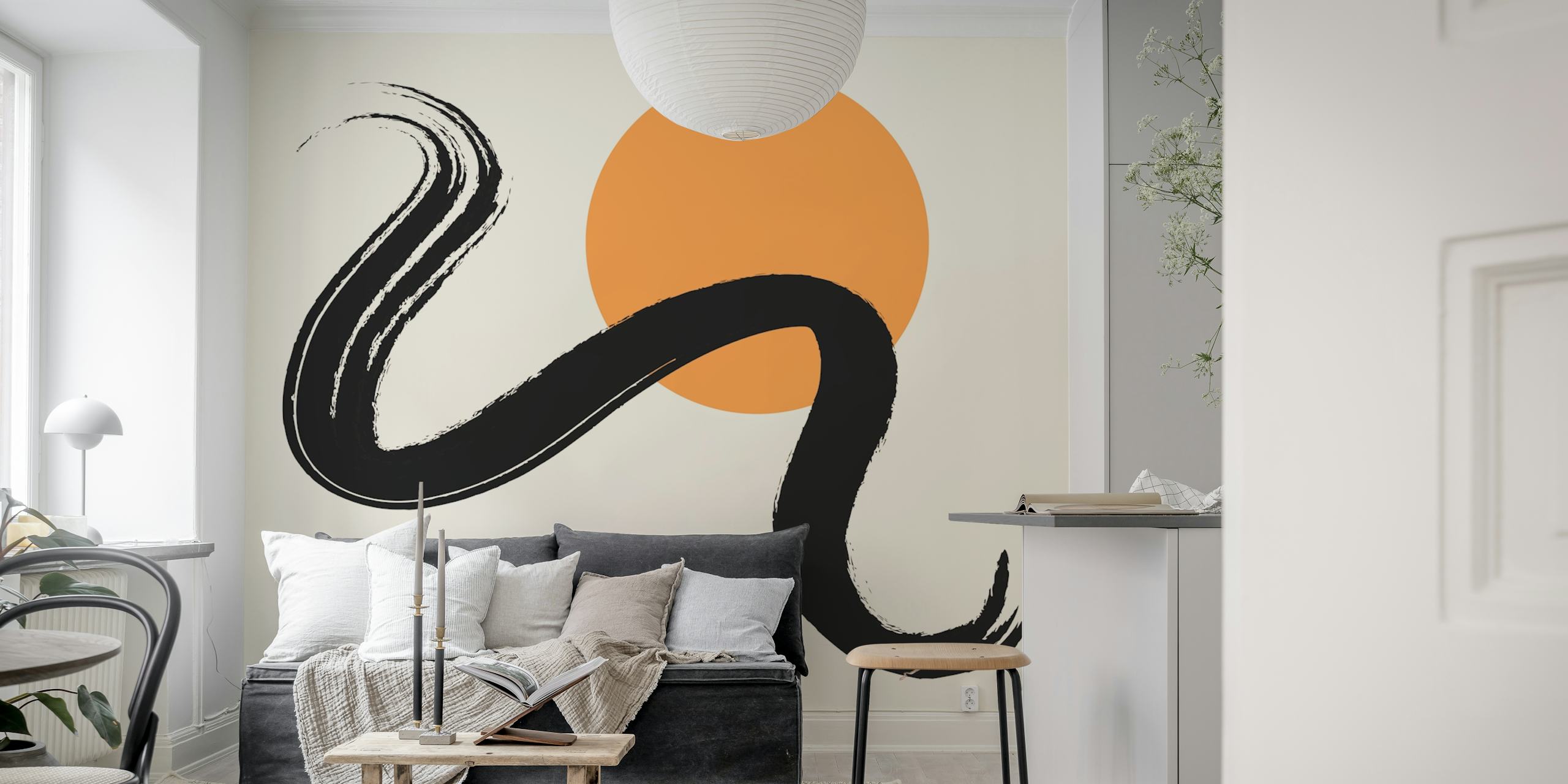 Sundown Brush Stroke papel pintado en una habitación