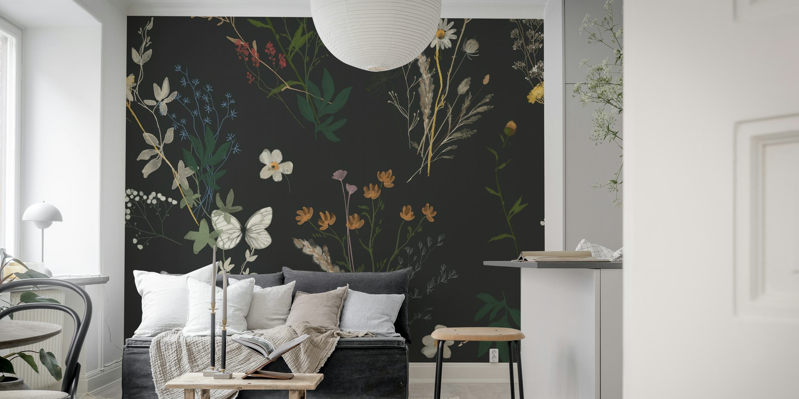 Wildflowers wallpaper on an off-black background