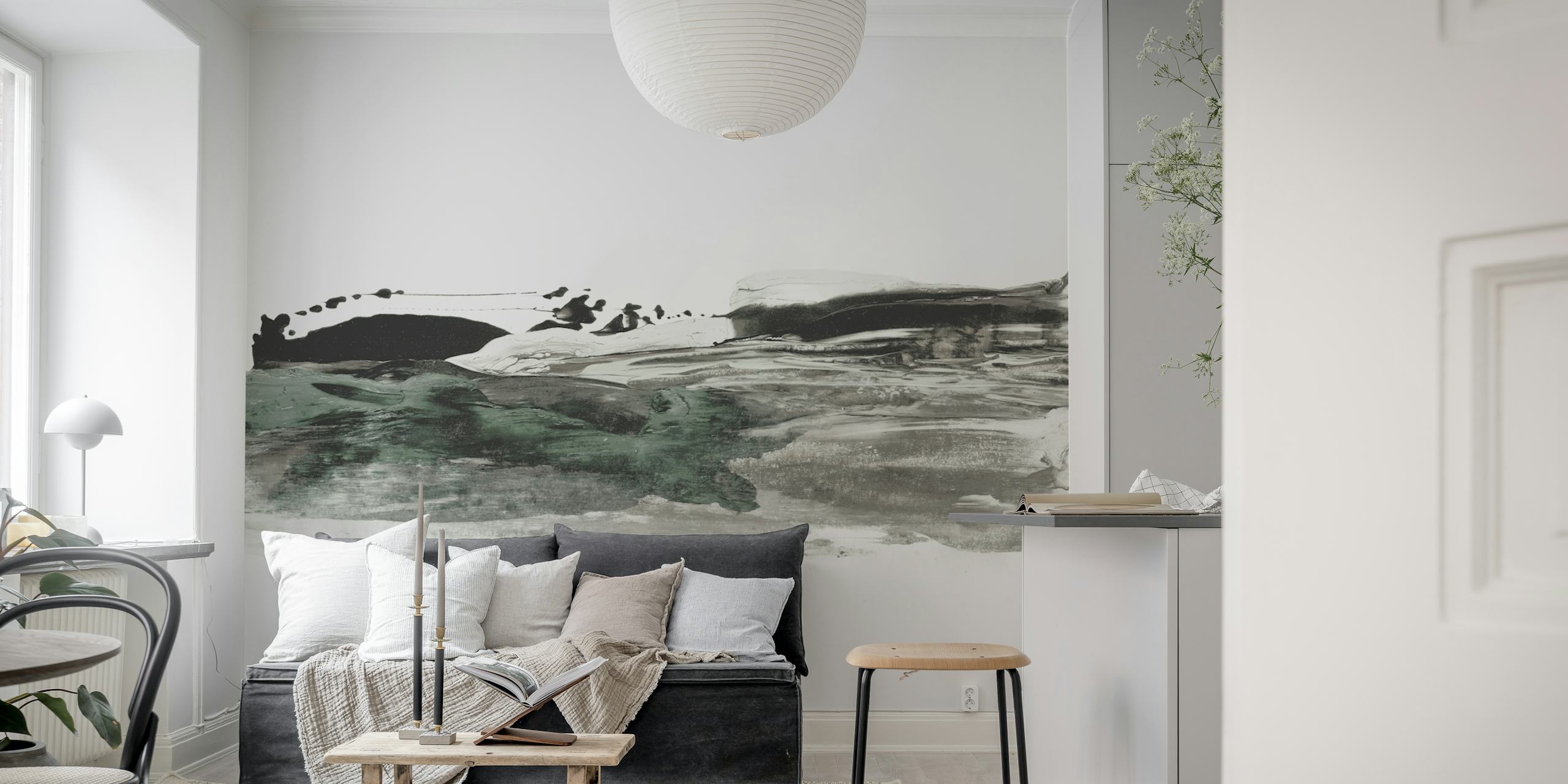 Minimalist Scenic Brushwork papier peint dans une pièce